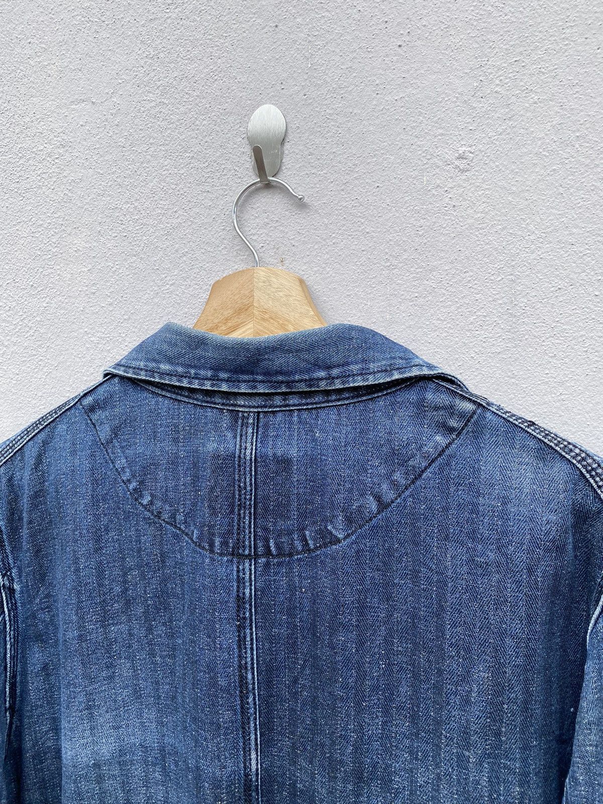 Japanese Brand US NAVAL Herring Bone Twill Faded Indigo Chore USN Jacket Size US M / EU 48-50 / 2 - 14 Thumbnail