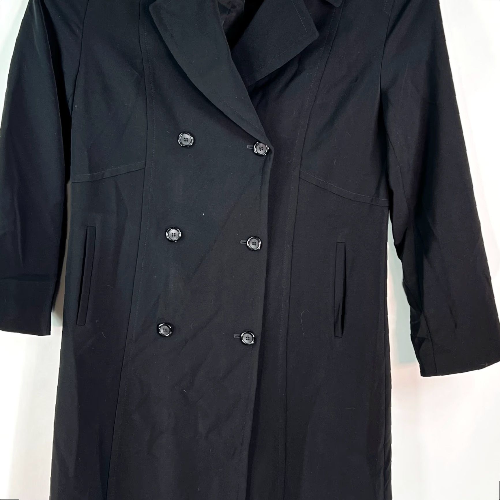 Doublet Gallery Womens Double Breasted Trench Coat Jacket Black Long Sleeve Button SZ 10 Size L / US 10 / IT 46 - 3 Thumbnail