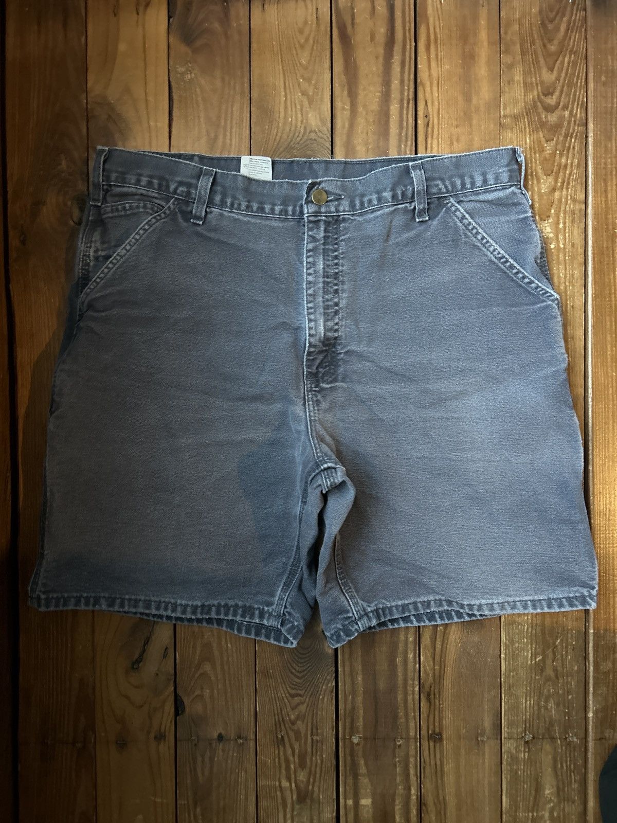 Carhartt × Vintage Vintage 90s Carhartt Faded Blue Carpenter Shorts Size US 34 / EU 50 - 2 Thumbnail