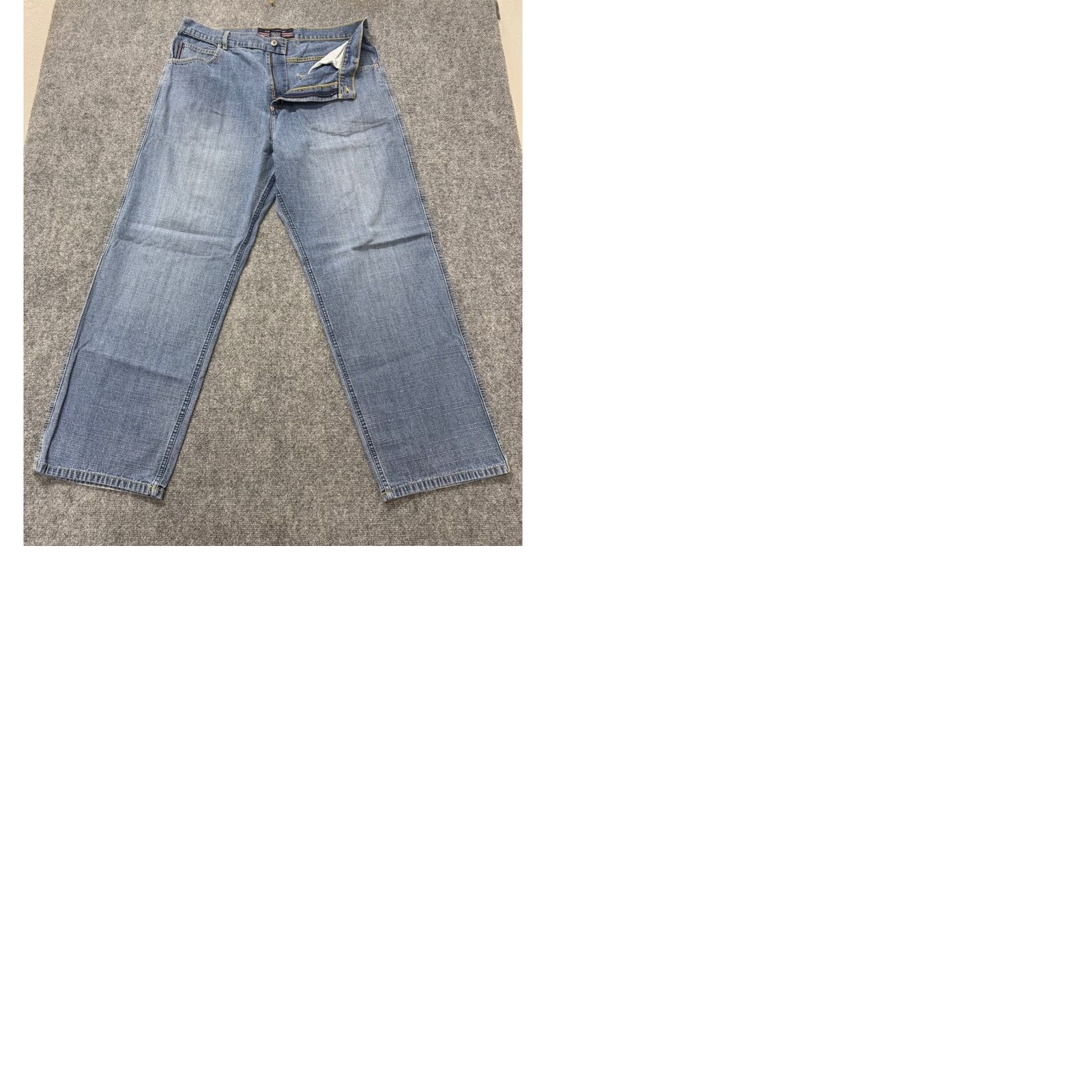 Phat Farm Phat Farm Jeans Men 38x32 Baggy Light Wash Distressed 100% Cotton Blue Jeans Mens Wide-Leg 90s Distressed Style Size US 38 / EU 54 - 9 Thumbnail