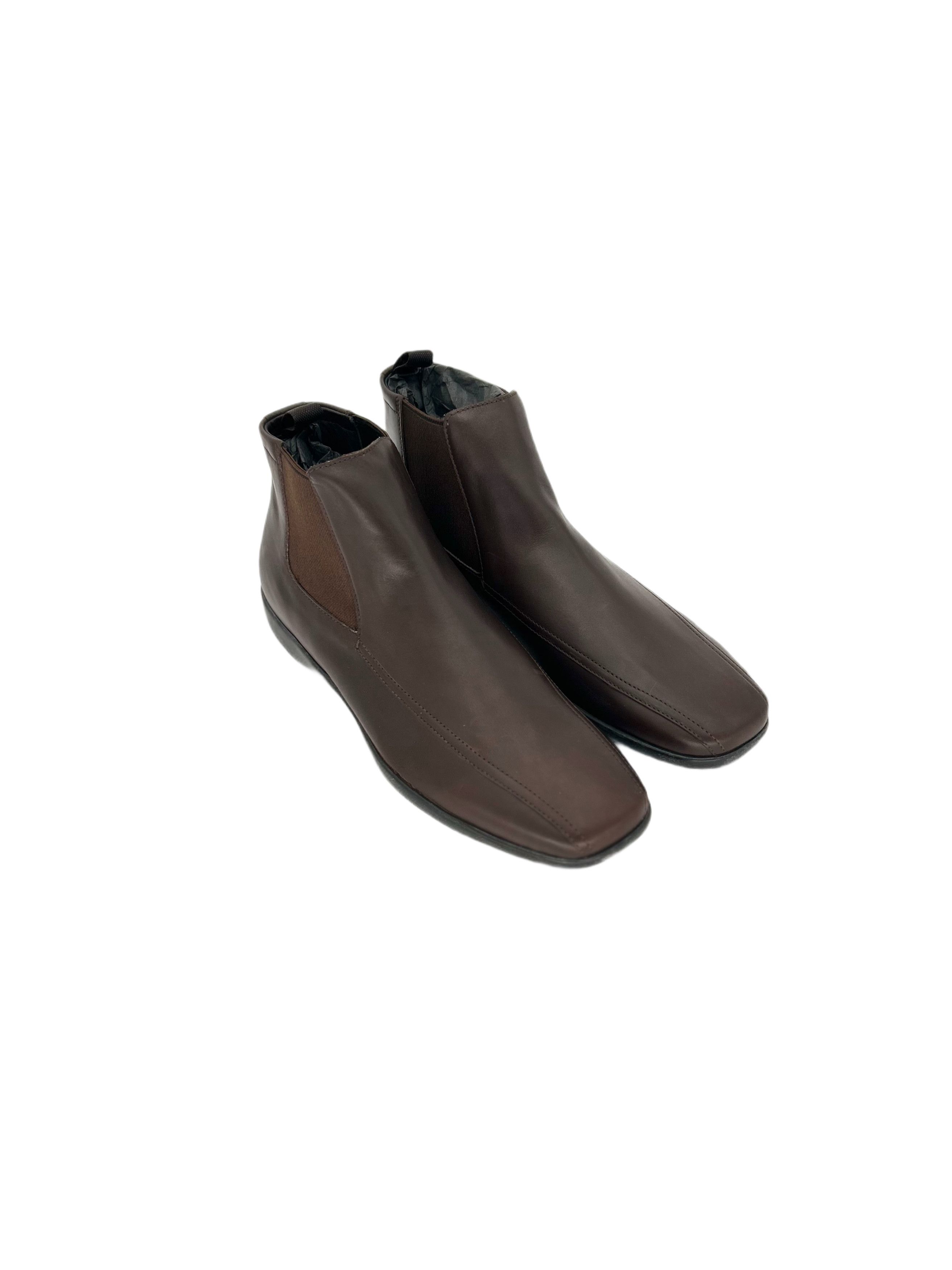 Prada Prada Linea Rossa Brown Leather Chelsea Boot Size US 6 / EU 39 - 1 Thumbnail