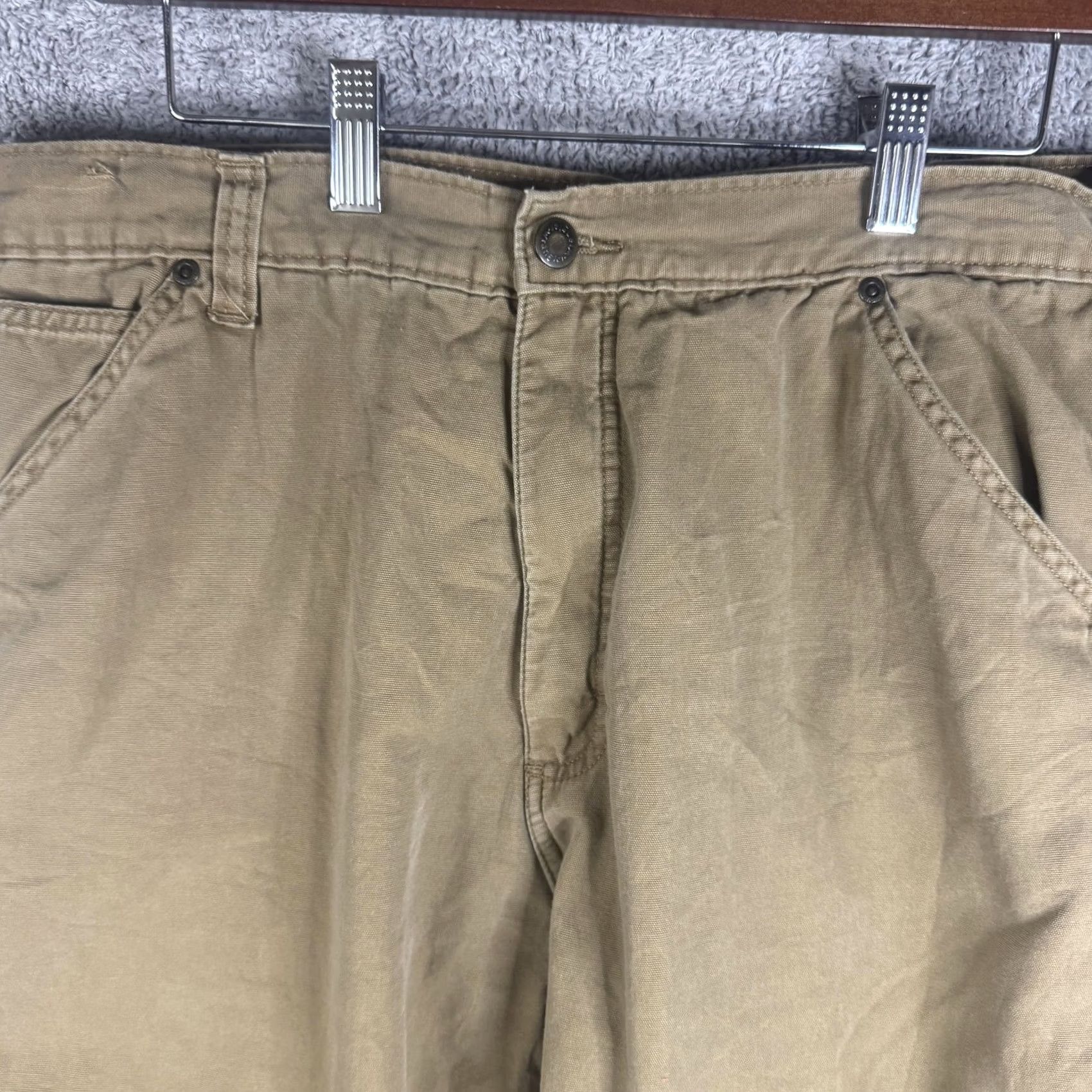 Wrangler Wrangler Carpenter Pants Mens 38x32 Beige Canvas Workwear Insulated Lined Pockets Thermal Front Zip Relaxed Straight Casual Workwear Size US 38 / EU 54 - 4 Thumbnail