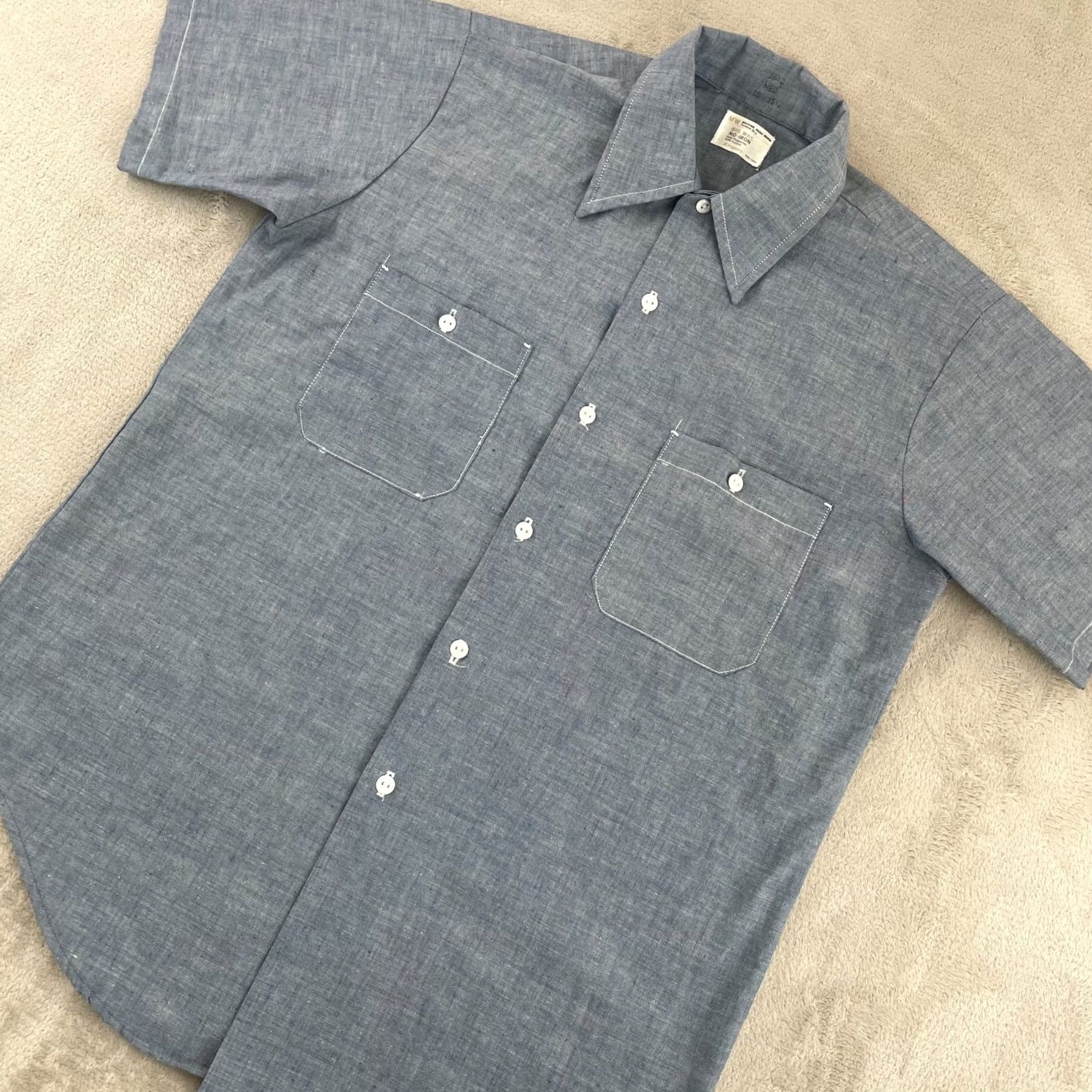 Vintage VINTAGE Big Mac Chambray Shirt Medium Blue Short Sleeve Button-Down 1980s Mens Shirt Size US M / EU 48-50 / 2 - 5 Thumbnail