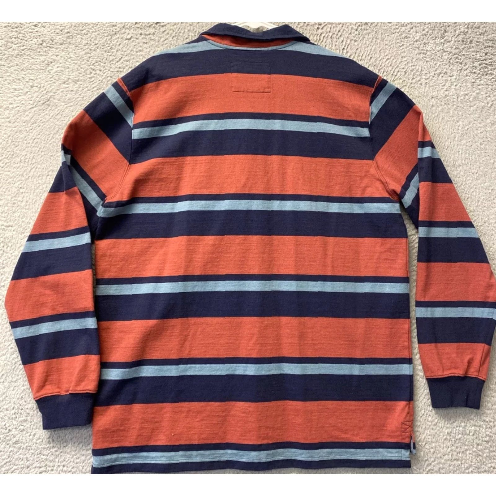 Vintage L.L. Bean Orange Blue Striped Pullover Rugby Sweater Mens Large Casual Regular Fit Size US L / EU 52-54 / 3 - 7 Thumbnail