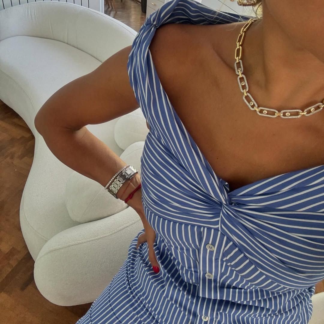 Mango MANGO Striped Off-Shoulder Midi Dress NWT Size M / US 6-8 / IT 42-44 - 10 Thumbnail