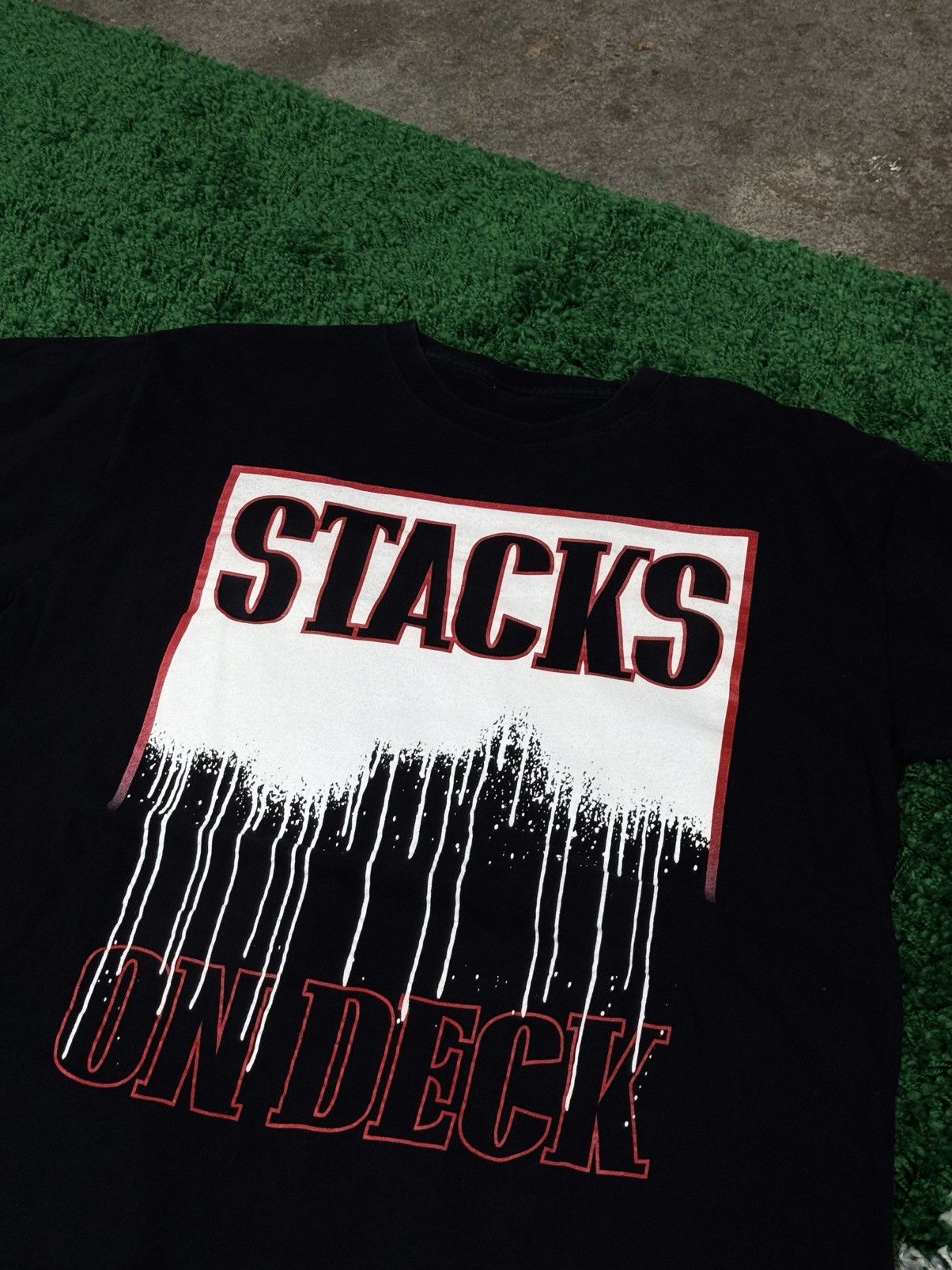 Vintage Stacks On Deck Paint Drip Streetwear Tee Black XL Size US XL / EU 56 / 4 - 2 Thumbnail