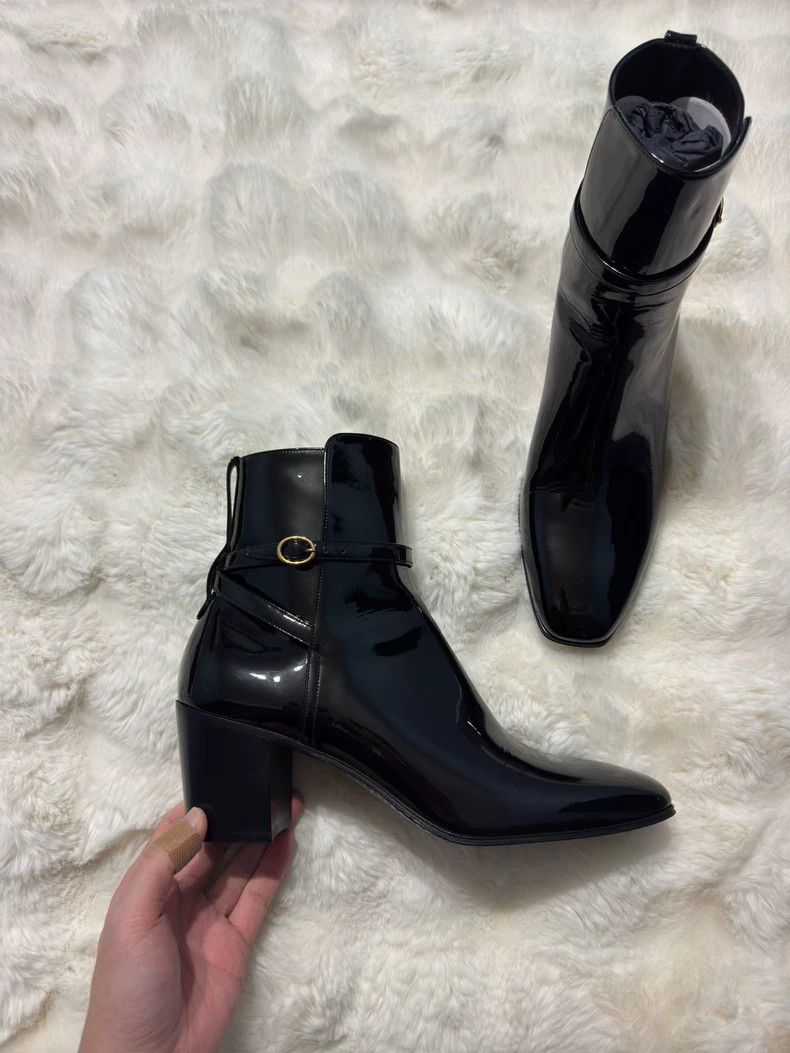Saint Laurent Paris Saint laurent paris Gold buckle patent leather men's boots Size US 9 / EU 42 - 7 Thumbnail
