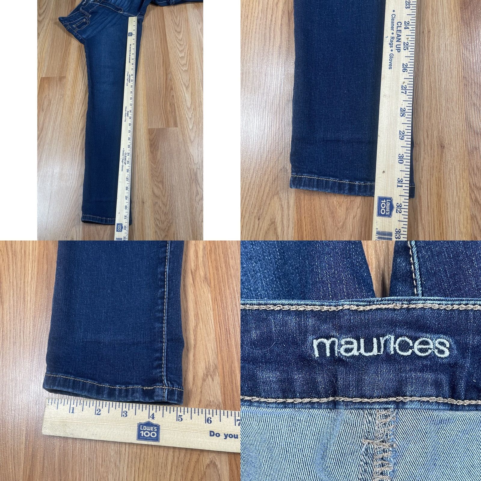 Vintage Maurices Jeans Women’s M Medium Reg Skinny Mid Rise Stretch Blue Denim Pants Size 32" / US 10 / IT 46 - 8 Thumbnail