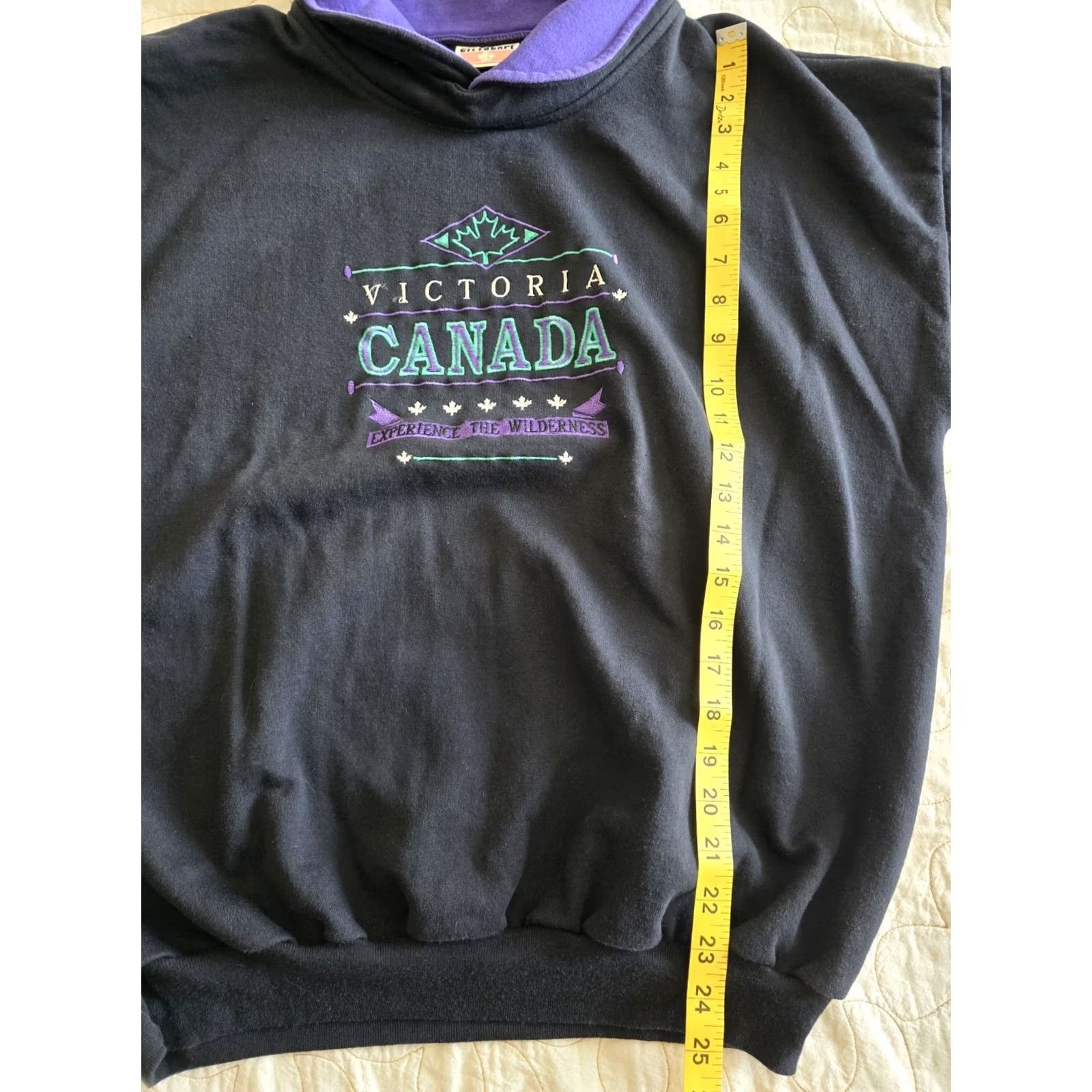 Vintage Vintage 1990s VICTORIA BLACK Purple Collared Sweatshirt Unisex Large Size L / US 10 / IT 46 - 6 Thumbnail