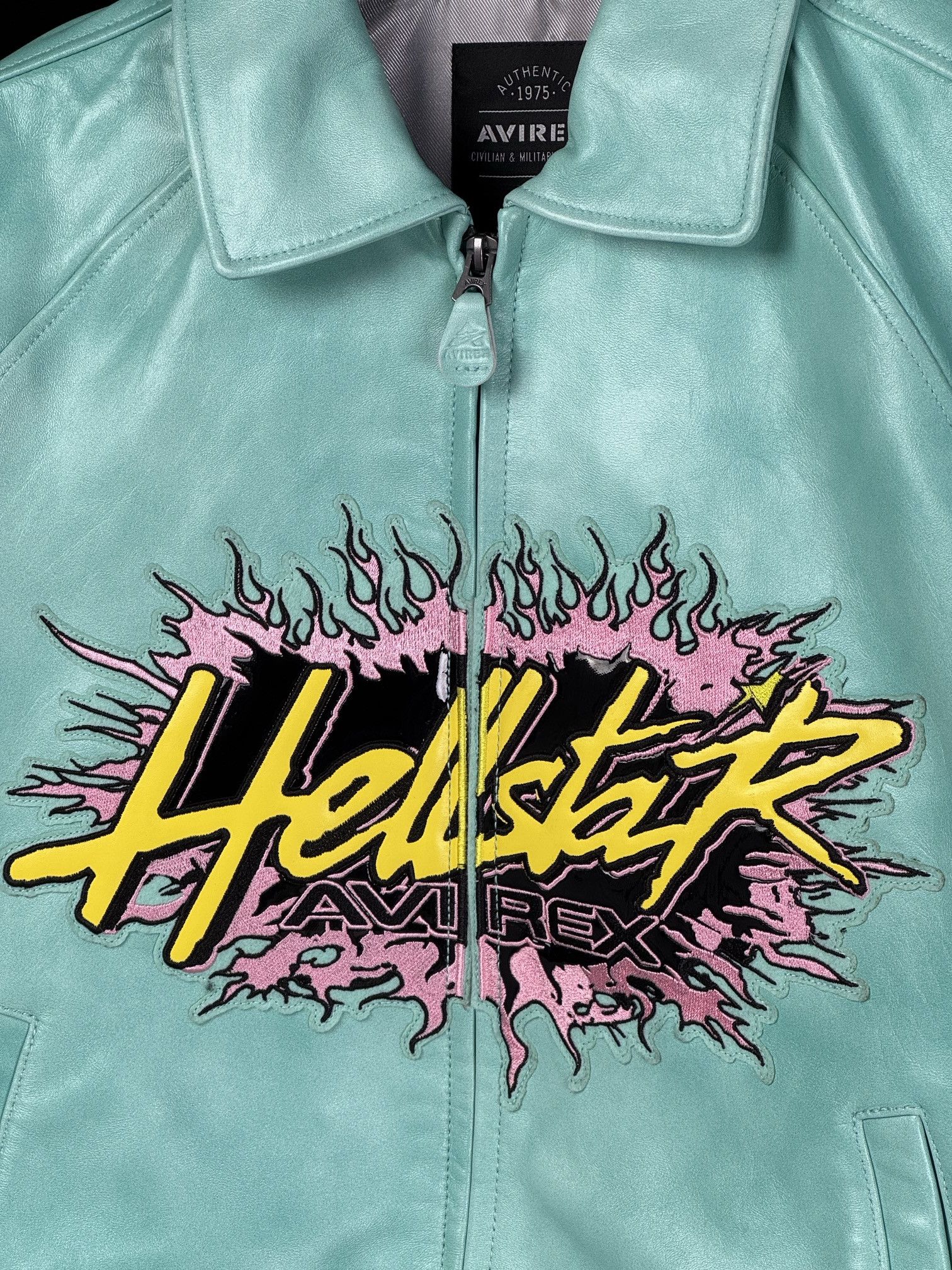 Avirex × HELLSTAR AVIREX X HELLSTAR Leather JACKET TURQUOISE Size US L / EU 52-54 / 3 - 7 Thumbnail