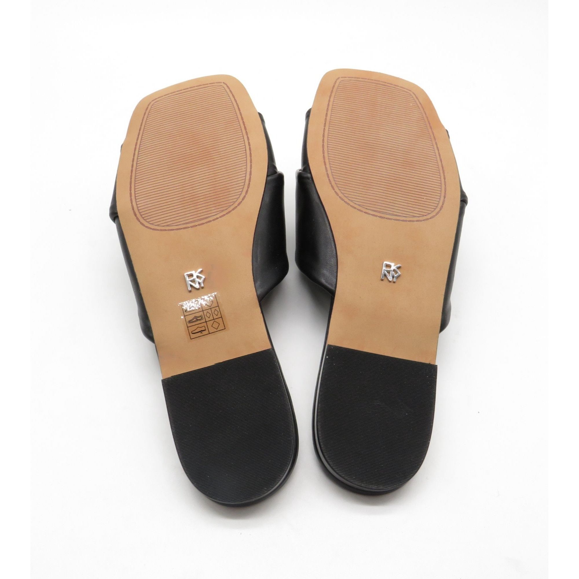 DKNY Dkny Doretta Black Faux Leather Flat Peep Toe Slide Sandals Size US 6 / IT 36 - 8 Thumbnail