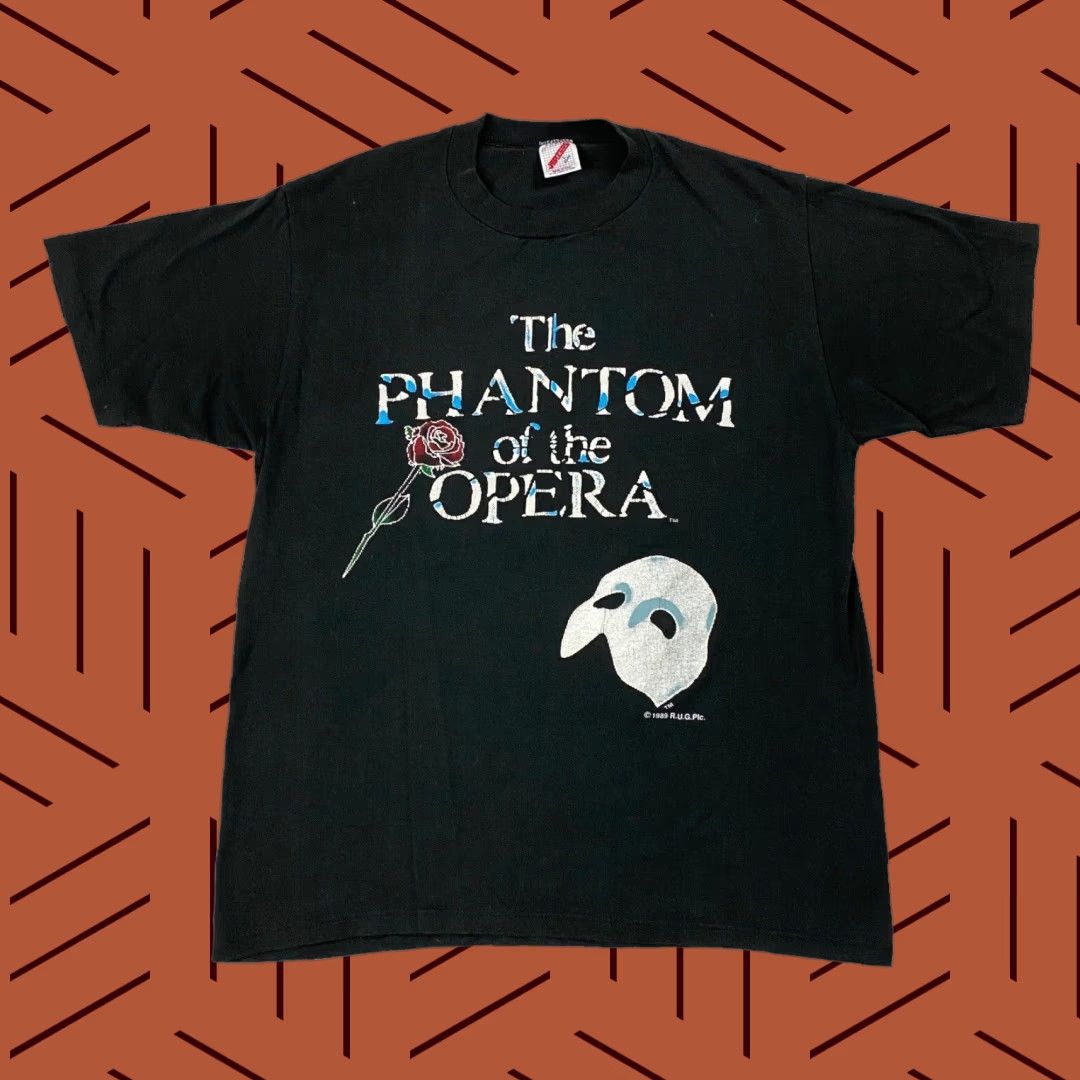 Jerzees VINTAGE The Phantom of the Opera T-Shirt Unisex Adults L Black 80s 90s Broadway Jerzees Crew Neck Short Sleeve EUC Mens Womens Size US L / EU 52-54 / 3 - 1 Thumbnail