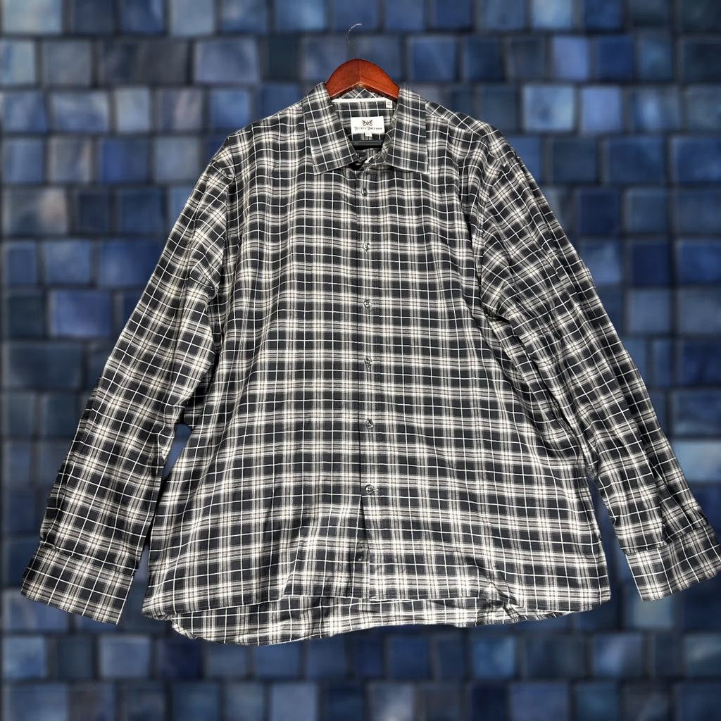 Vintage Hickey Freeman Shirt Mens XXL Gray Cotton Plaid Button Up Long Sleeve Size US XXL / EU 58 / 5 - 1 Thumbnail