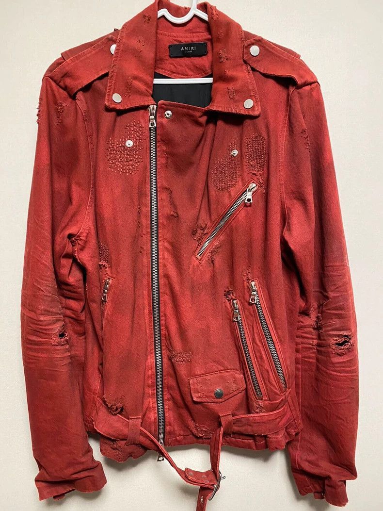 Amiri Amiri Classic 16OG Motorcycle Damage Patch Jacket-2506 Size US XL / EU 56 / 4 - 1 Thumbnail