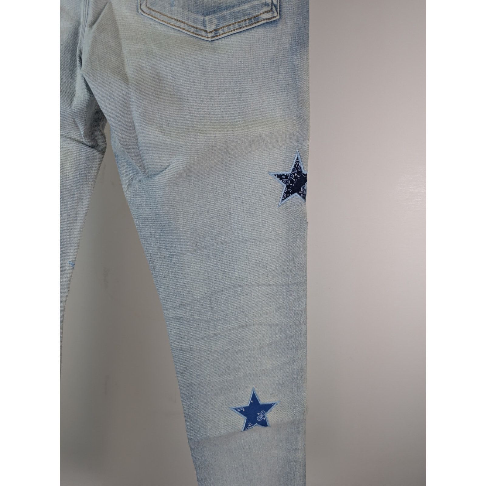 Amiri o1rshd1 Bandana Star Jean Denim Pants Jeans in Light Indigo Size US 33 - 16 Thumbnail