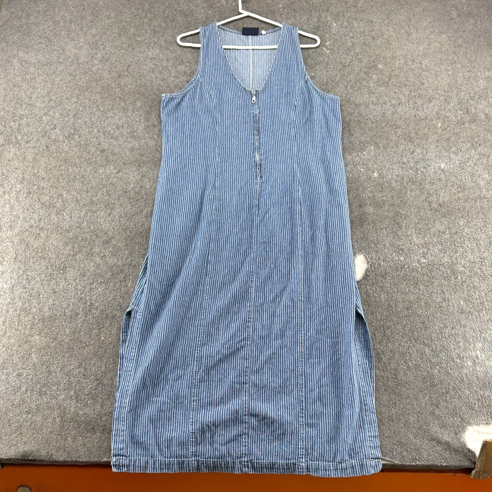 Faded Glory VINTAGE Faded Glory Dress Womens L Blue White Denim Maxi Hickory? Pinstripe 90s Size L / US 10 / IT 46 - 2 Thumbnail