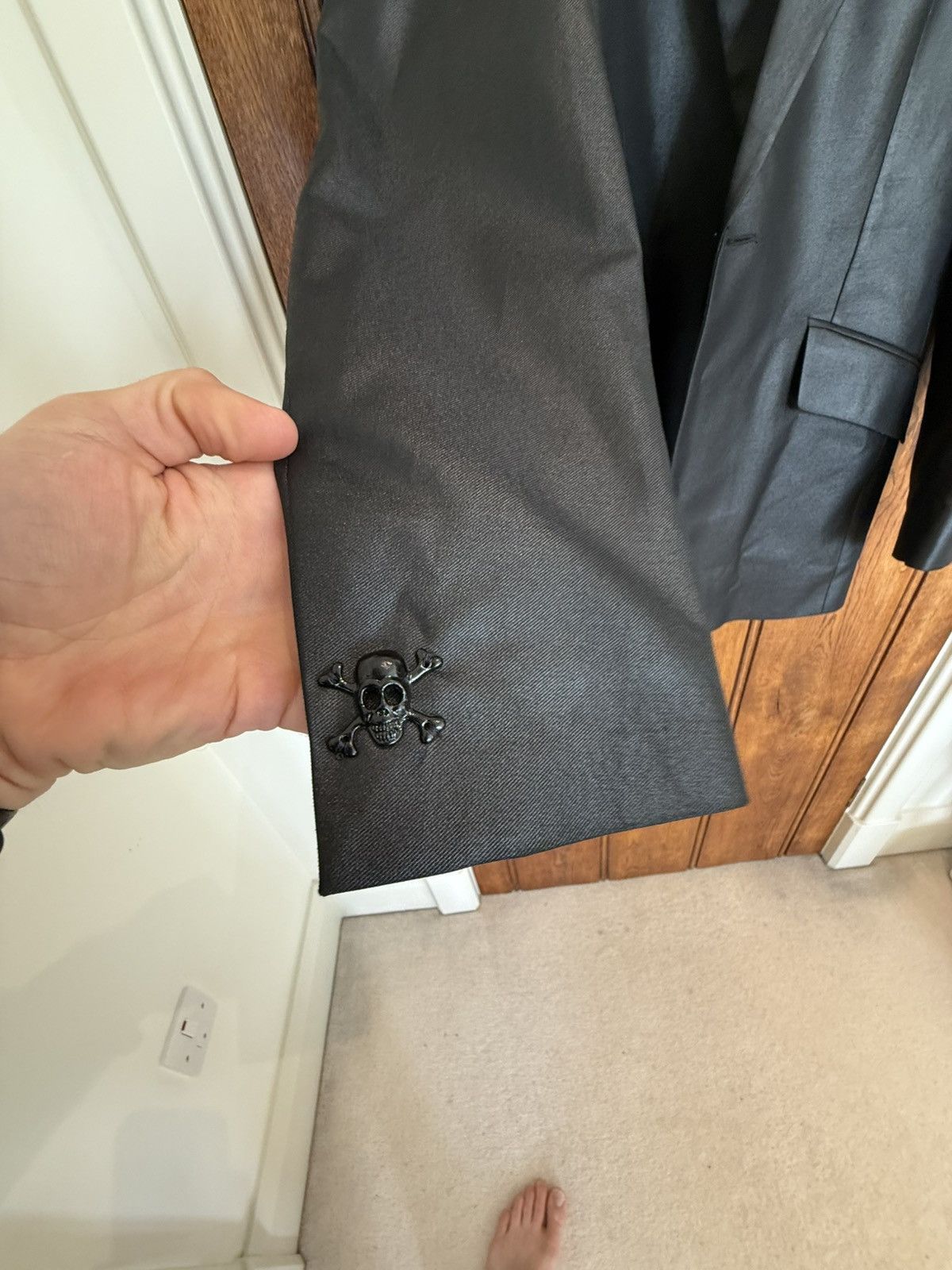 Sir Tom Baker 3k Sir Tom Baker tuxedo leather Fuck you leopard suit jacket Size 38R - 12 Thumbnail
