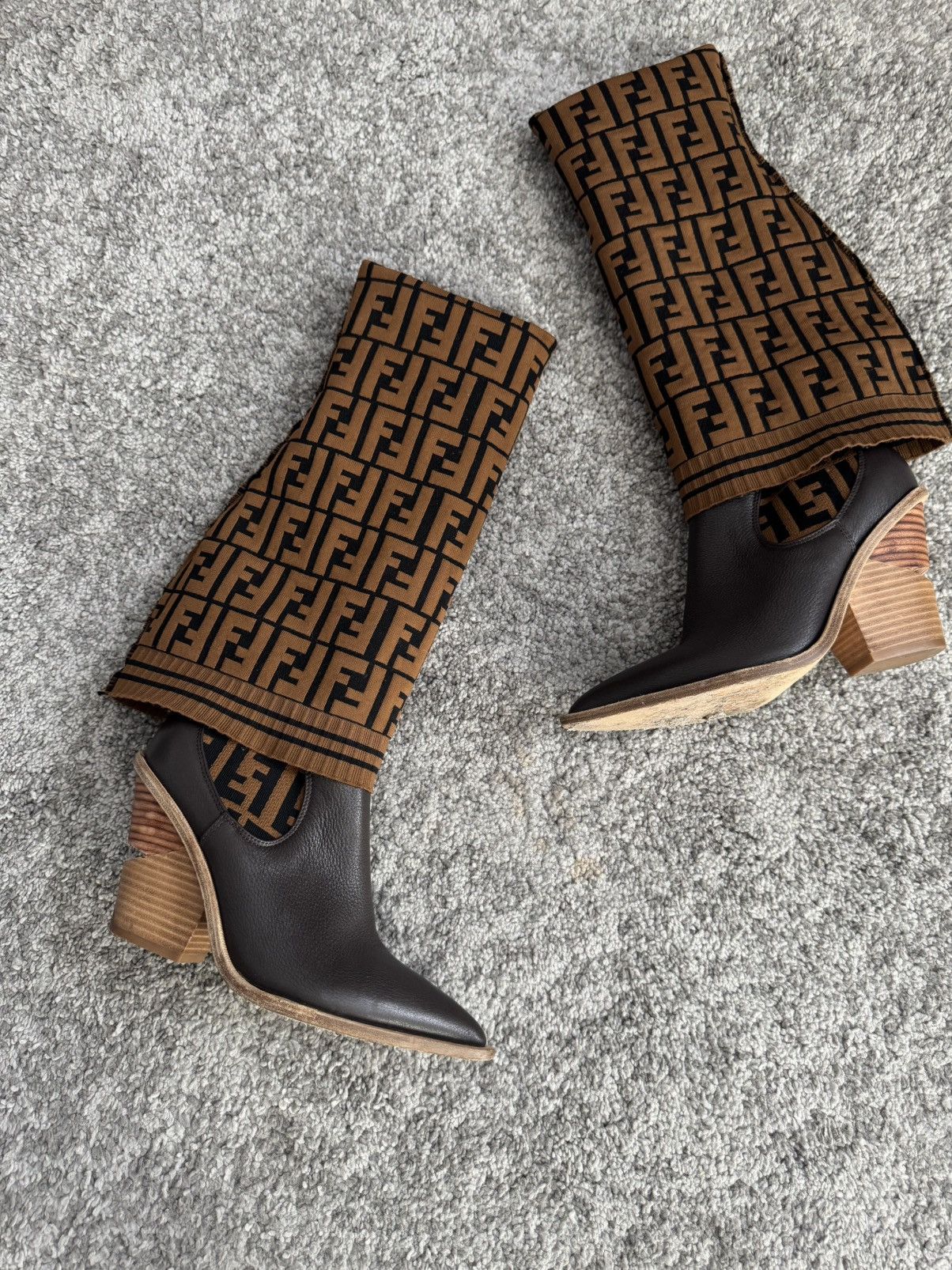 Fendi Fendi FF Cowboy Over the knee sock boots monogram Size US 6.5 / IT 36.5 - 1 Thumbnail