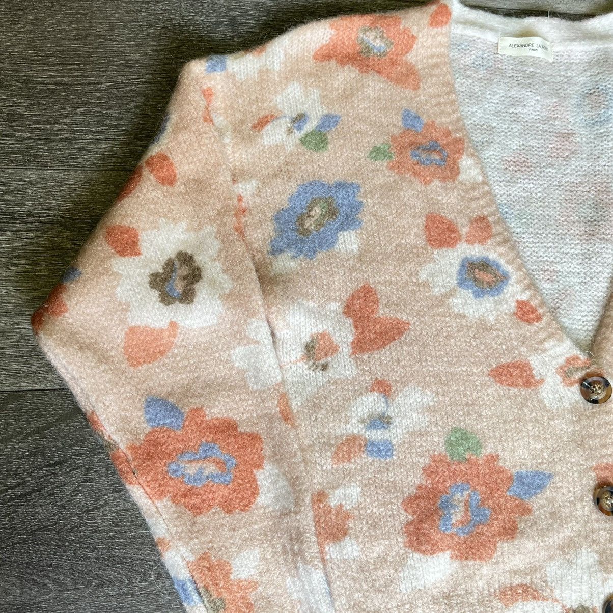 Designer × Vintage Alexandre Laurent Paris Floral Cardigan Sweater Size L / US 10 / IT 46 - 4 Thumbnail