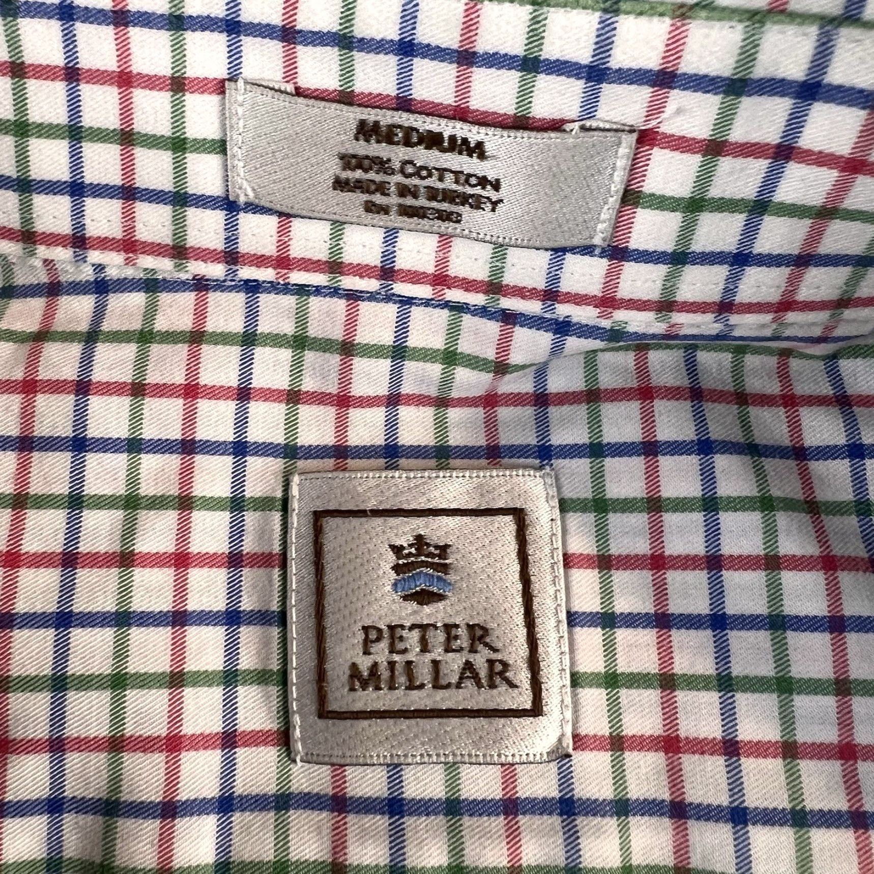 Peter Millar Peter Millar Mens Plaid Button-Up Shirt M White Check Long Sleeve LS Button-Up Pocket Preppy All Seasons Regular Mens Size US M / EU 48-50 / 2 - 4 Thumbnail