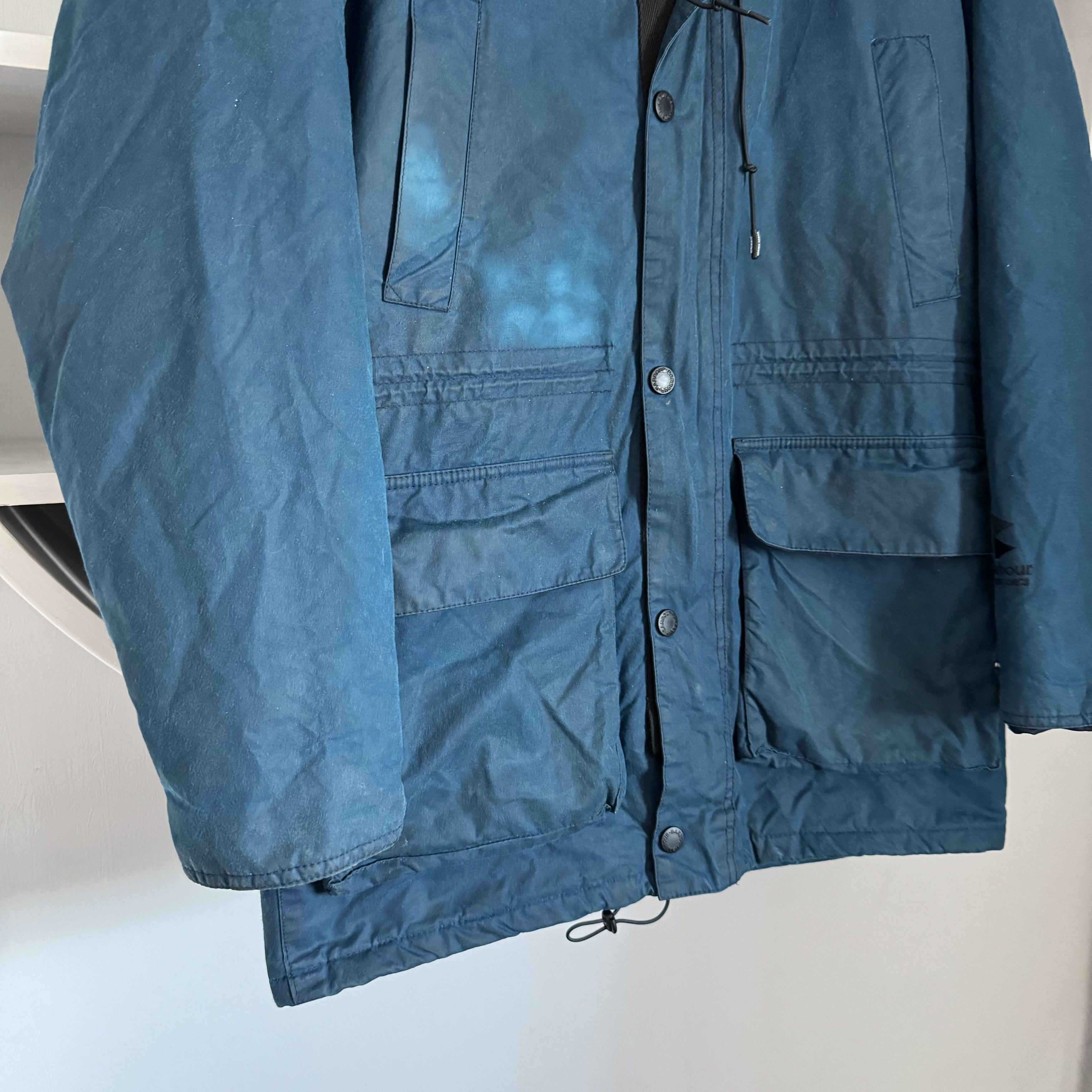 Barbour Men's BARBOUR FENTON Storm System Waxed Blue Warm Jacket S Size US S / EU 44-46 / 1 - 8 Thumbnail