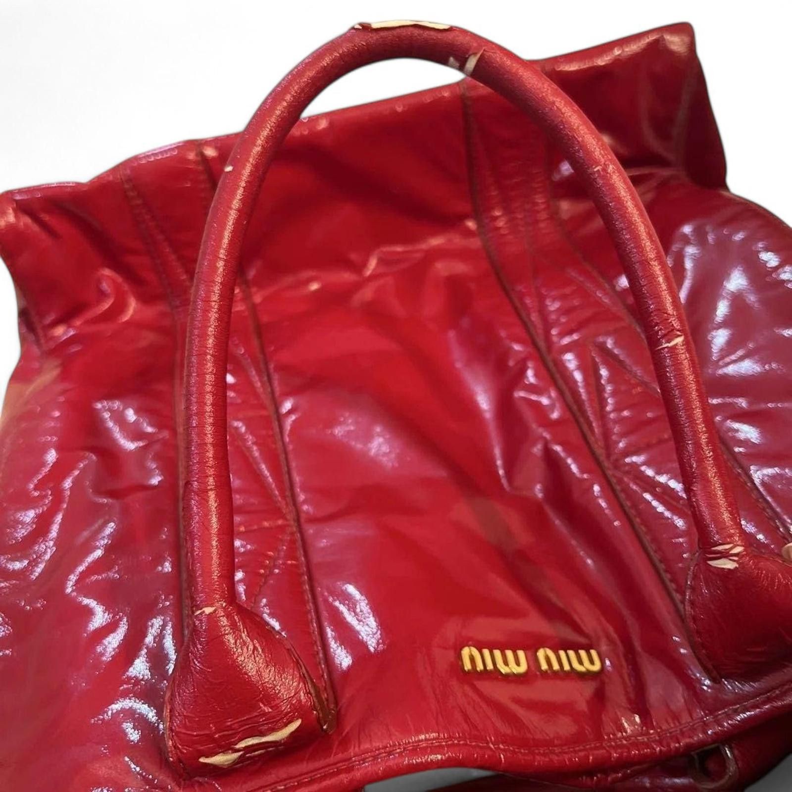 Miu Miu Miu Miu - Red Patent Leather Tote Bag Size ONE SIZE - 4 Thumbnail