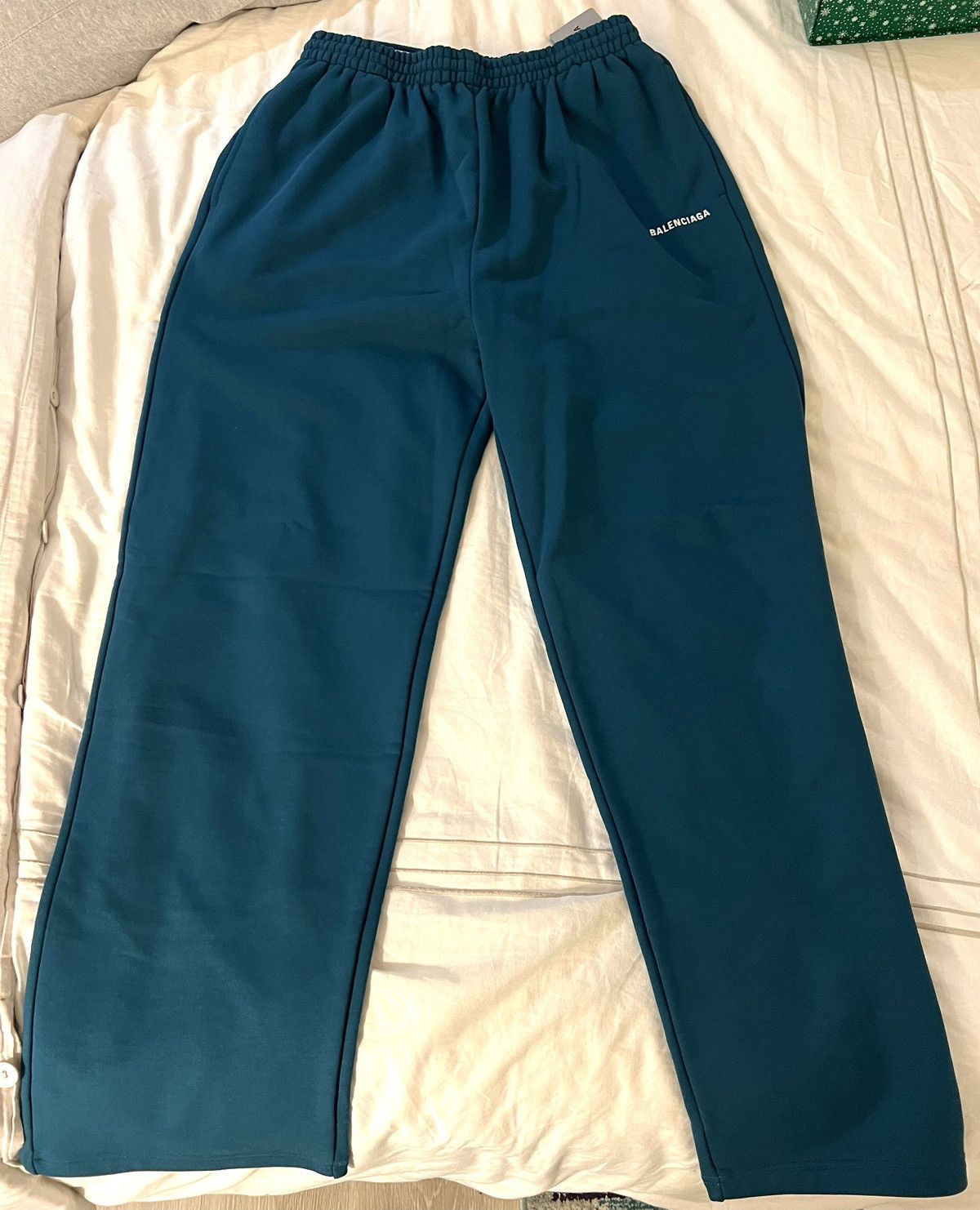 image of Balenciaga Embroidered Logo Track Pants Size M in Blue, Men's