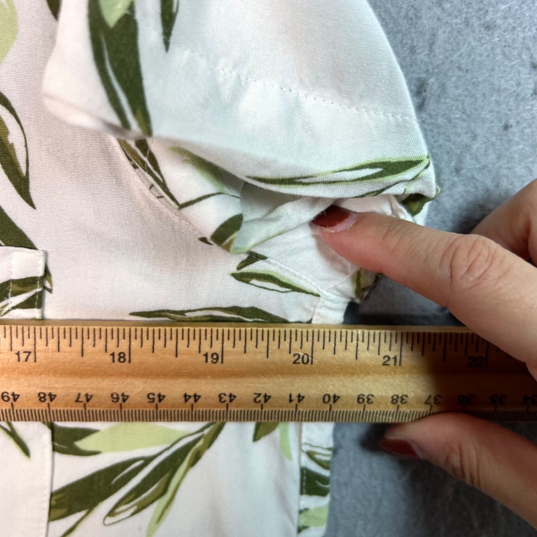 Vintage Piyama Womens XS Leaf Print Button-Up Shirt - Short Sleeve, White, Rayon, Casual, Regular Size, Button Size XS / US 0-2 / IT 36-38 - 5 Thumbnail
