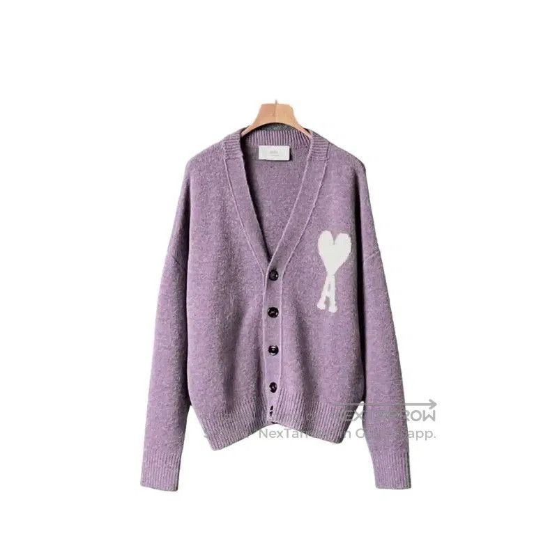 AMI AMI Purple Alpaca Wool Short Cardigan . Size M / US 6-8 / IT 42-44 - 1 Thumbnail