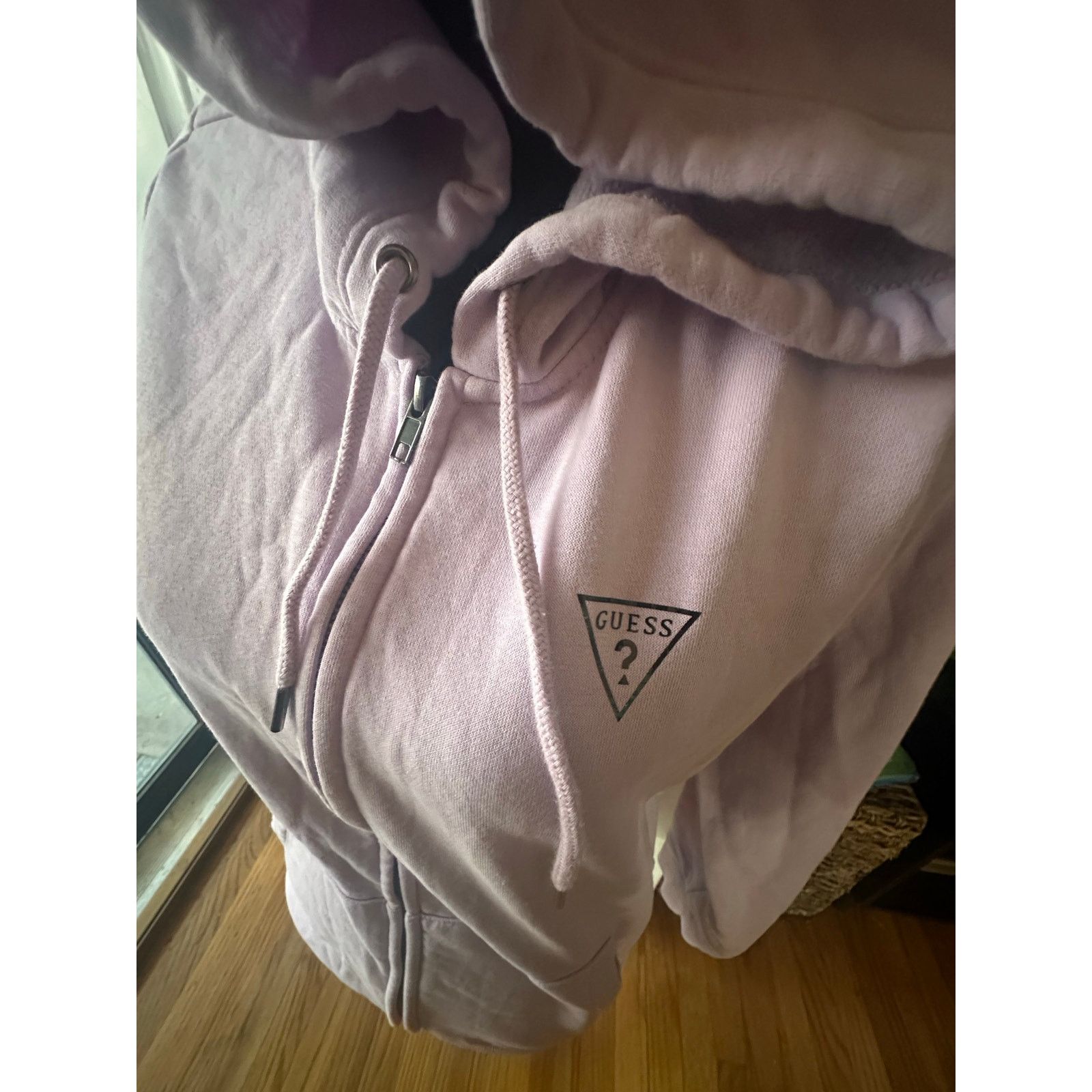 Guess Guess Purple Full-Zip Hoodie Sequin Logo Sleeve Size L / US 10 / IT 46 - 2 Thumbnail