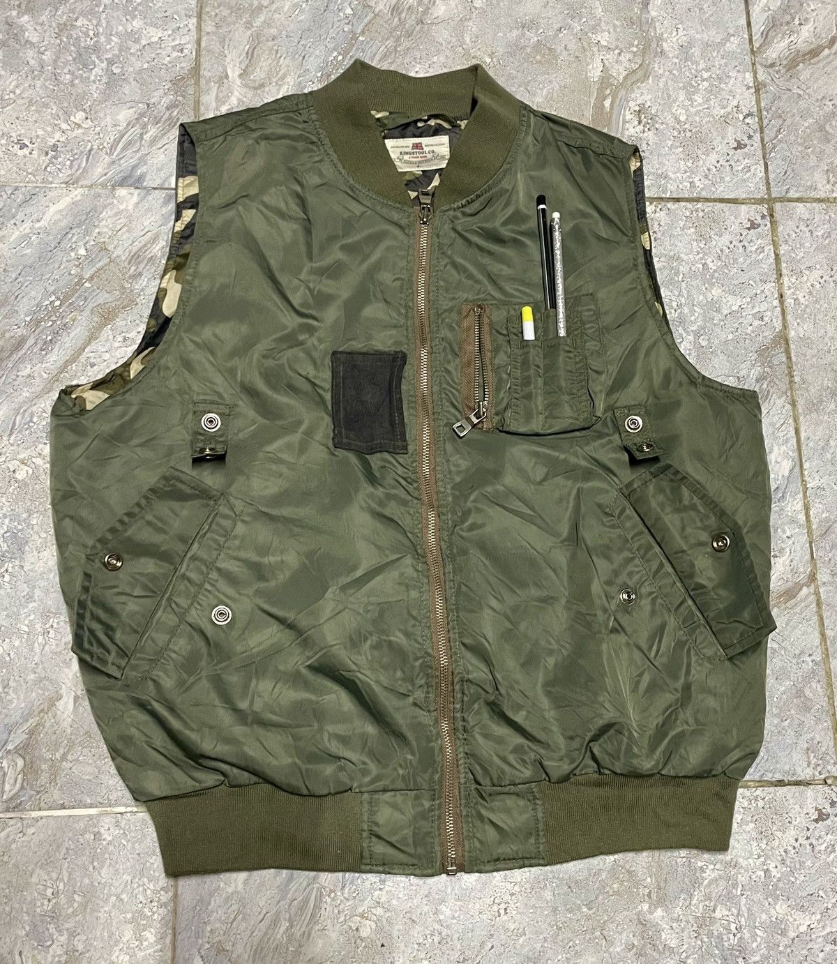 image of Hunter x Military Ma1 Flight Sleeveless Winter Gilet Hunting Vest Multipocket in Army Green (Size M