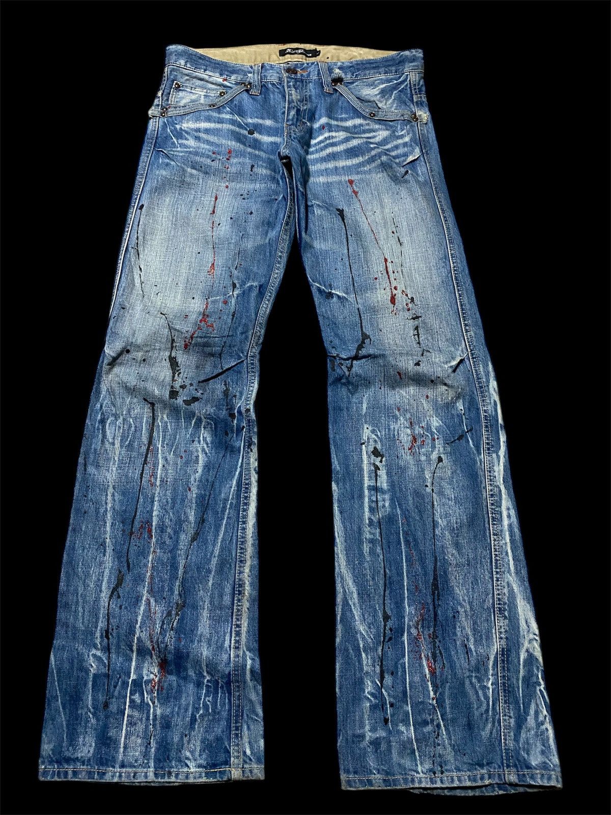 Japanese Brand 💥JEANS SPLATTER PAINT SPLASHES💥 Size US 32 / EU 48 - 2 Thumbnail