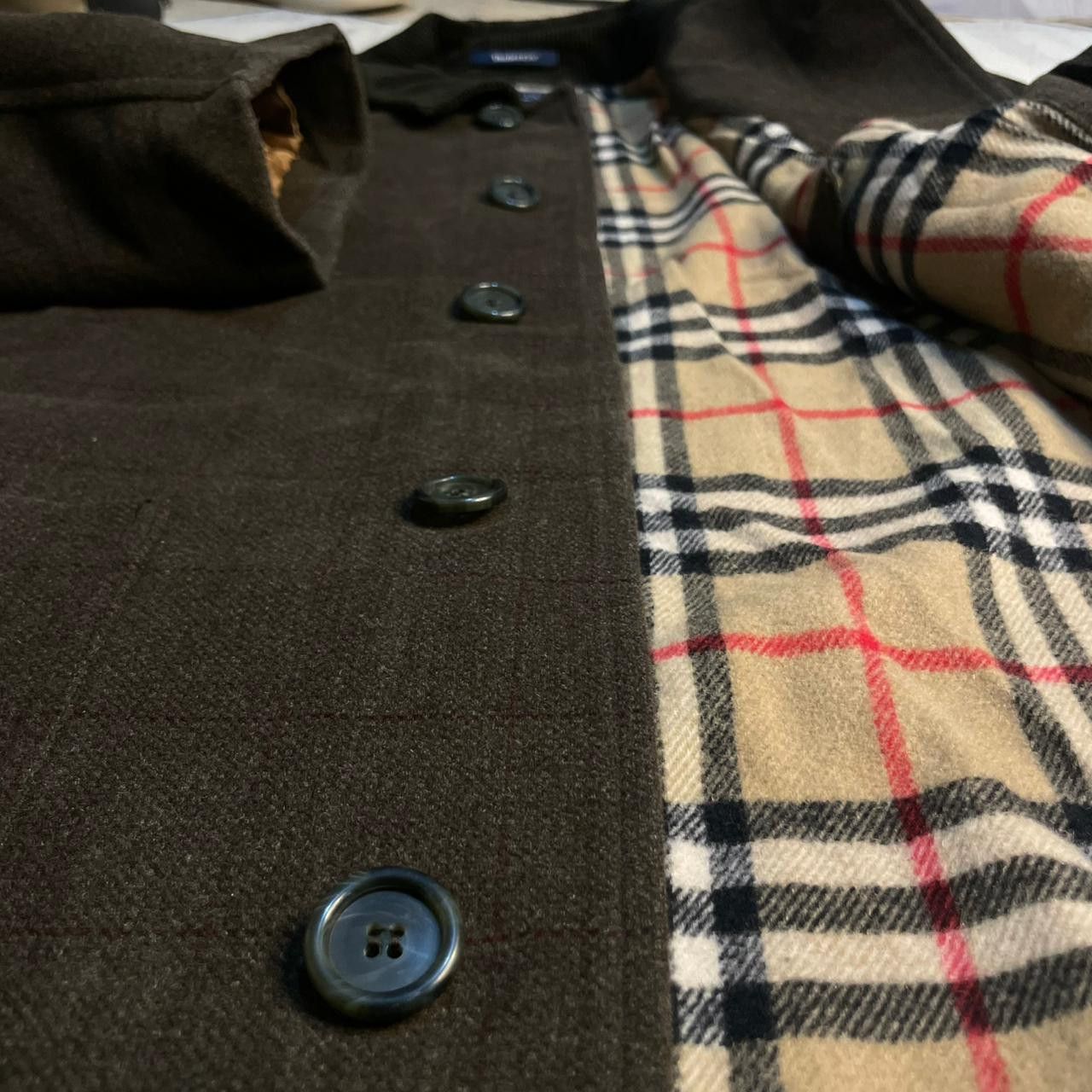 Burberry VINTAGE Burberry coat nova check virgin wool green olive Size US L / EU 52-54 / 3 - 4 Thumbnail