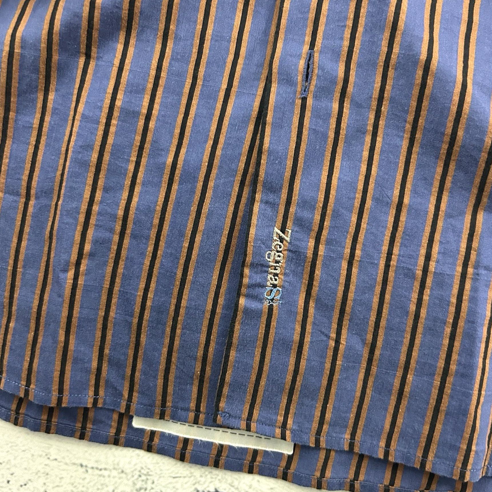 Vintage Zegna Sport Men’s Button-Up Long Sleeve Striped Shirt M Blue Italian Pattern Clean Size US M / EU 48-50 / 2 - 3 Thumbnail