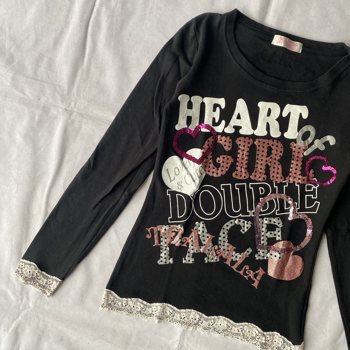 Hysteric Glamour × If Six Was Nine × Japanese Brand Y2K Heart Girl Pink Sequin Lace Trimmed Harajuku Style Tees Size S / US 4 / IT 40 - 3 Thumbnail