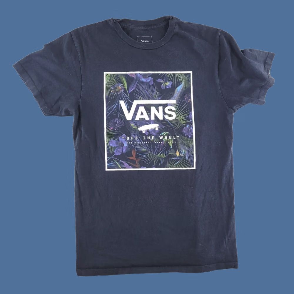 Vans VANS Shirt Mens Small Black Short Sleeve Floral Fern Box Logo Slim Size US S / EU 44-46 / 1 - 1 Thumbnail