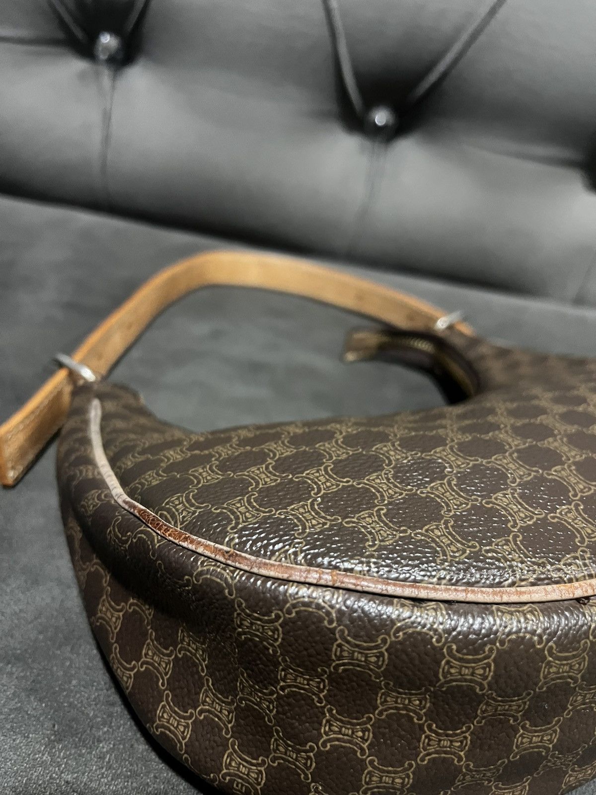 Celine Authentic CELINE Canvas Calfskin Macadam Hobo Shoulder Bag Size ONE SIZE - 13 Thumbnail