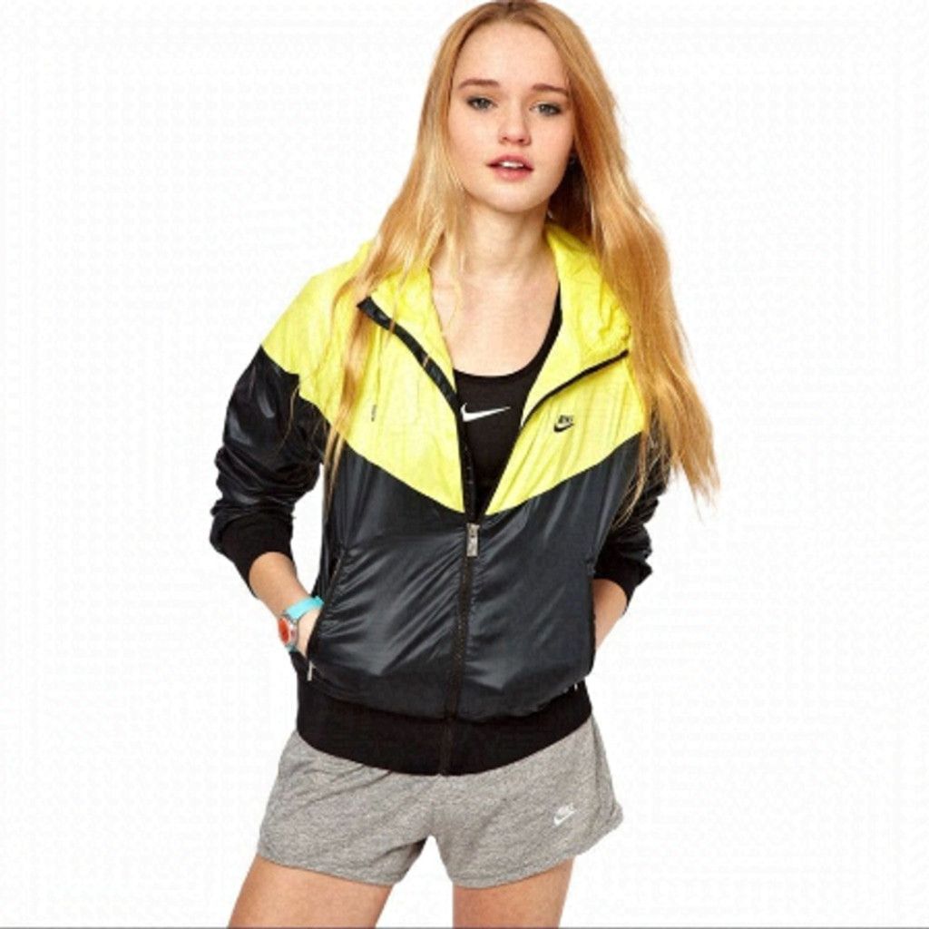 Nike NIKE Windrunner Zip Up Jacket in Yellow & Black Size S Size S / US 4 / IT 40 - 1 Thumbnail