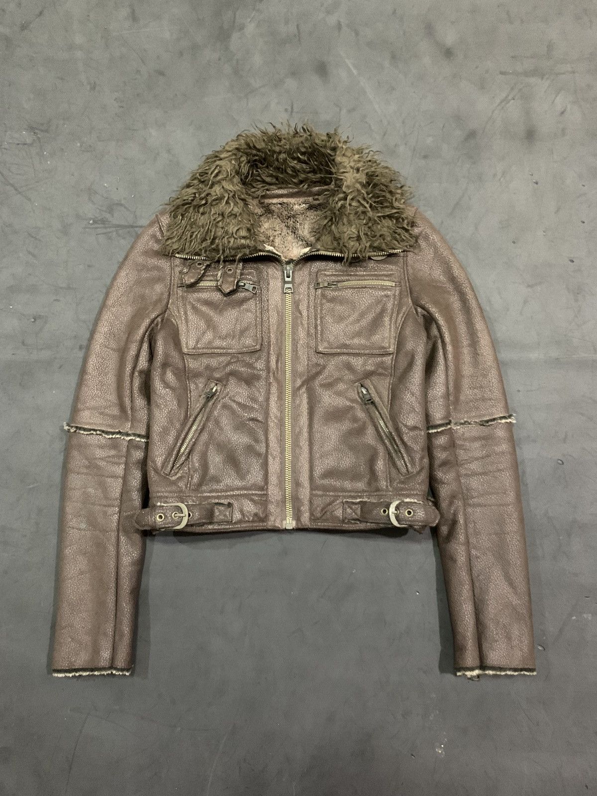 14th Addiction Unknown leather furjacket 14thaddiction styled Size US XXS / EU 40 - 12 Thumbnail