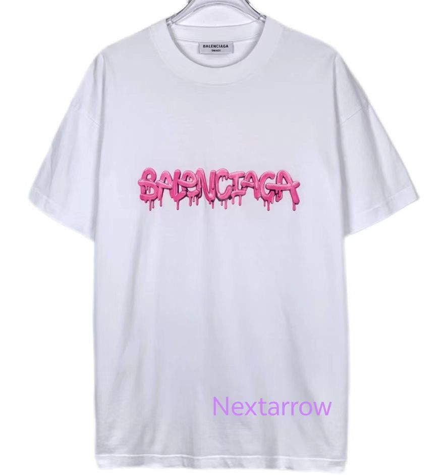 Balenciaga Jelly Dissolved Logo Printed Round Neck White Cot