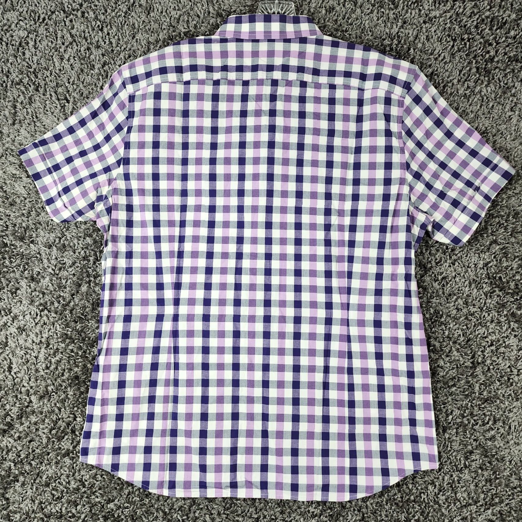 Banana Republic Banana Republic Men's Plaid Short Sleeve Button-Up Shirt Size L Purple Size US 33 - 6 Thumbnail