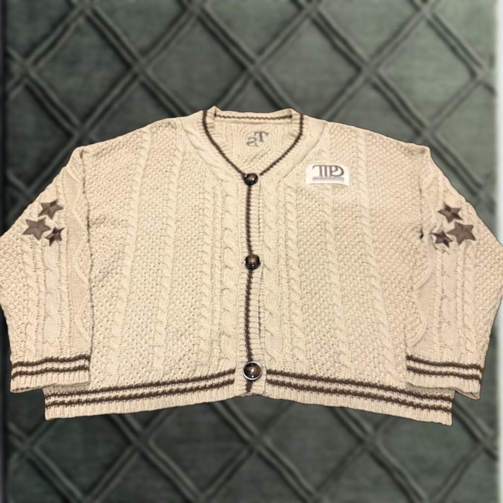 Vintage Taylor Swift Cardigan Folklore Patch XL 2XL Beige Women Knit V-Neck Long Sleeve Casual Vintage: No, Contemporary? Size XL / US 12-14 / IT 48-50 - 1 Thumbnail