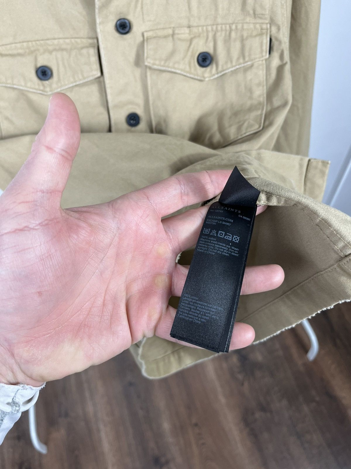 Allsaints AllSaints Khaki Cotton Button Up Overshirt Jacket L Size US L / EU 52-54 / 3 - 8 Thumbnail