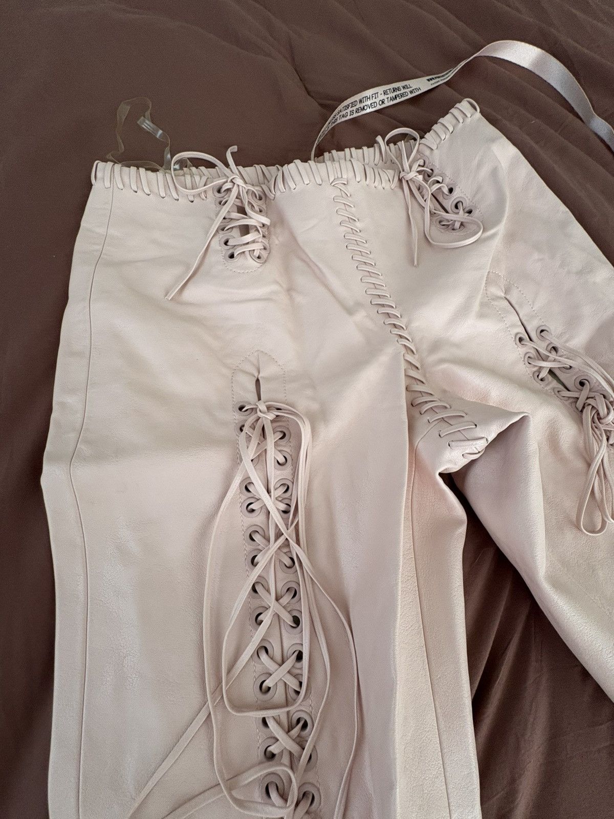 House of CB Tie Up Leather Pants Size 26" / US 2 / IT 38 - 3 Thumbnail