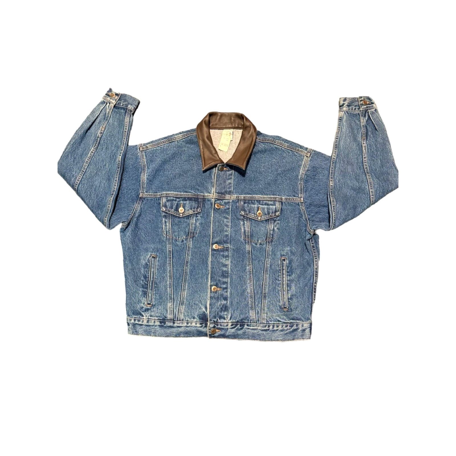 Vintage VINTAGE Warner Bros TAZ Tasmanian Devil Denim Jacket Large Unisex Adults 90s Leather Collar Blue Jean Style, USA Size US L / EU 52-54 / 3 - 3 Thumbnail