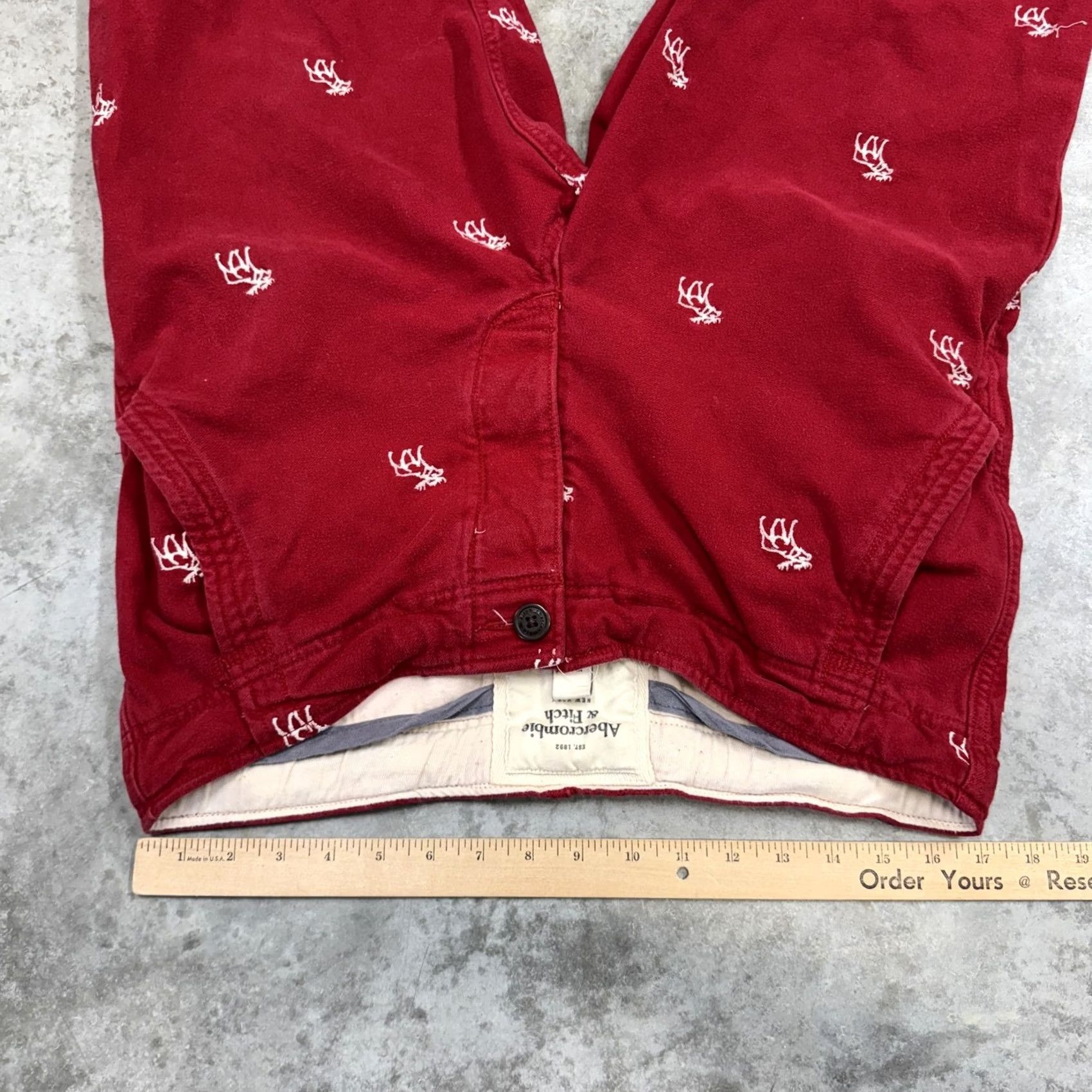 Abercrombie & Fitch Abercrombie & Fitch Pants Mens Medium Red Embroidered Moose Chino Drawstring Size US 31 - 7 Thumbnail