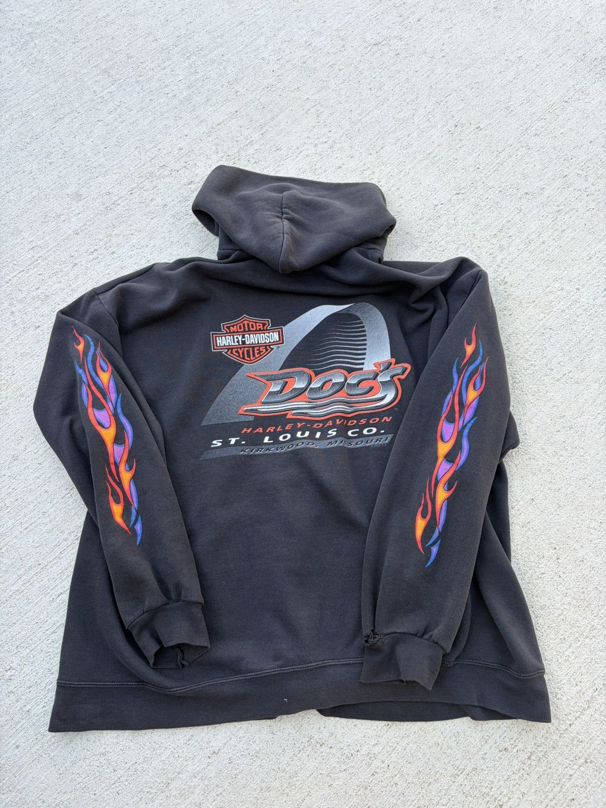 Harley Davidson Vintage Harley Davidson 90s Flames Zip Up Hoodie Distressed Size US XL / EU 56 / 4 - 2 Thumbnail