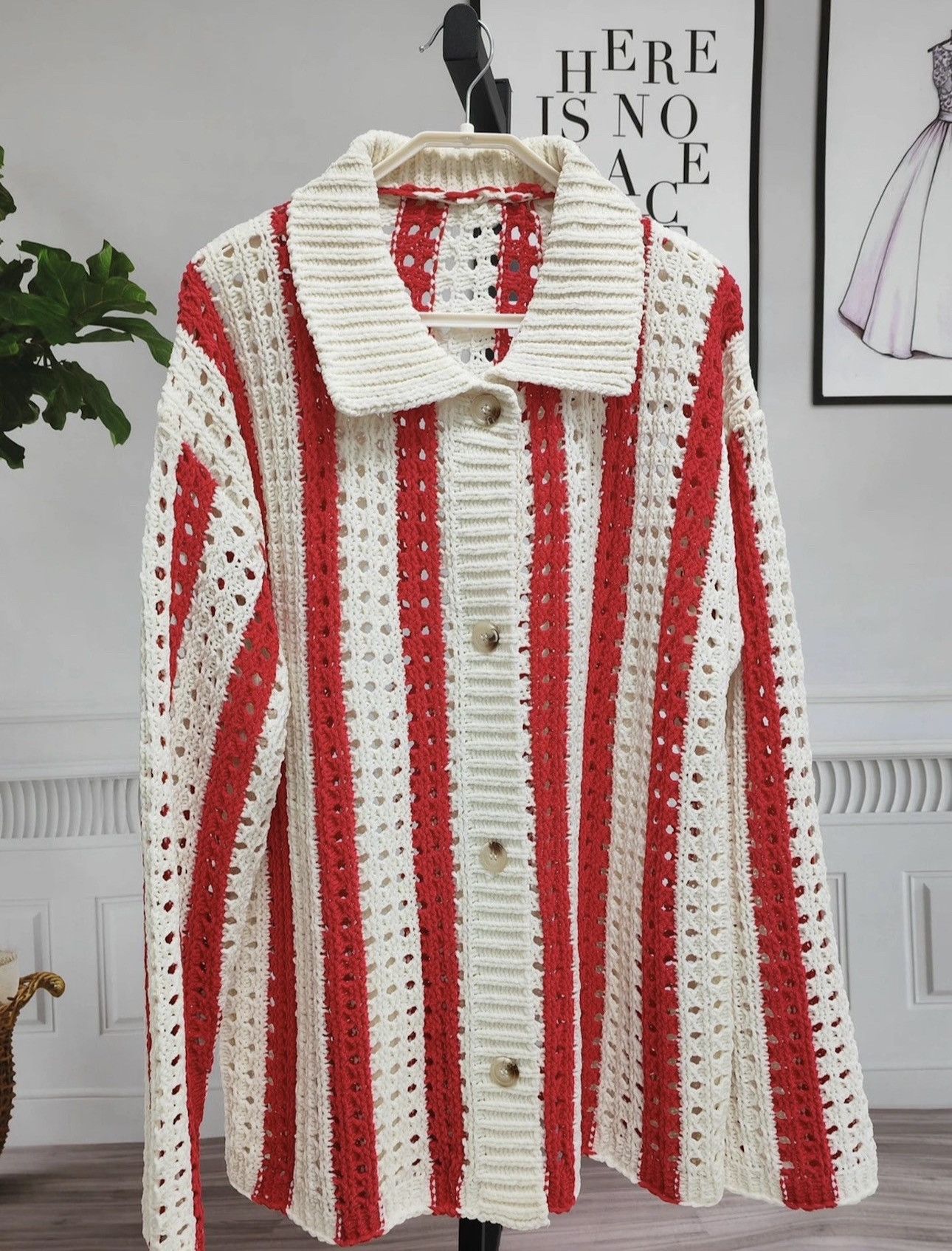Japanese Brand × Vintage Knit Striped Jacquard Cardigan y2k 90’s retro style Size US L / EU 52-54 / 3 - 8 Thumbnail
