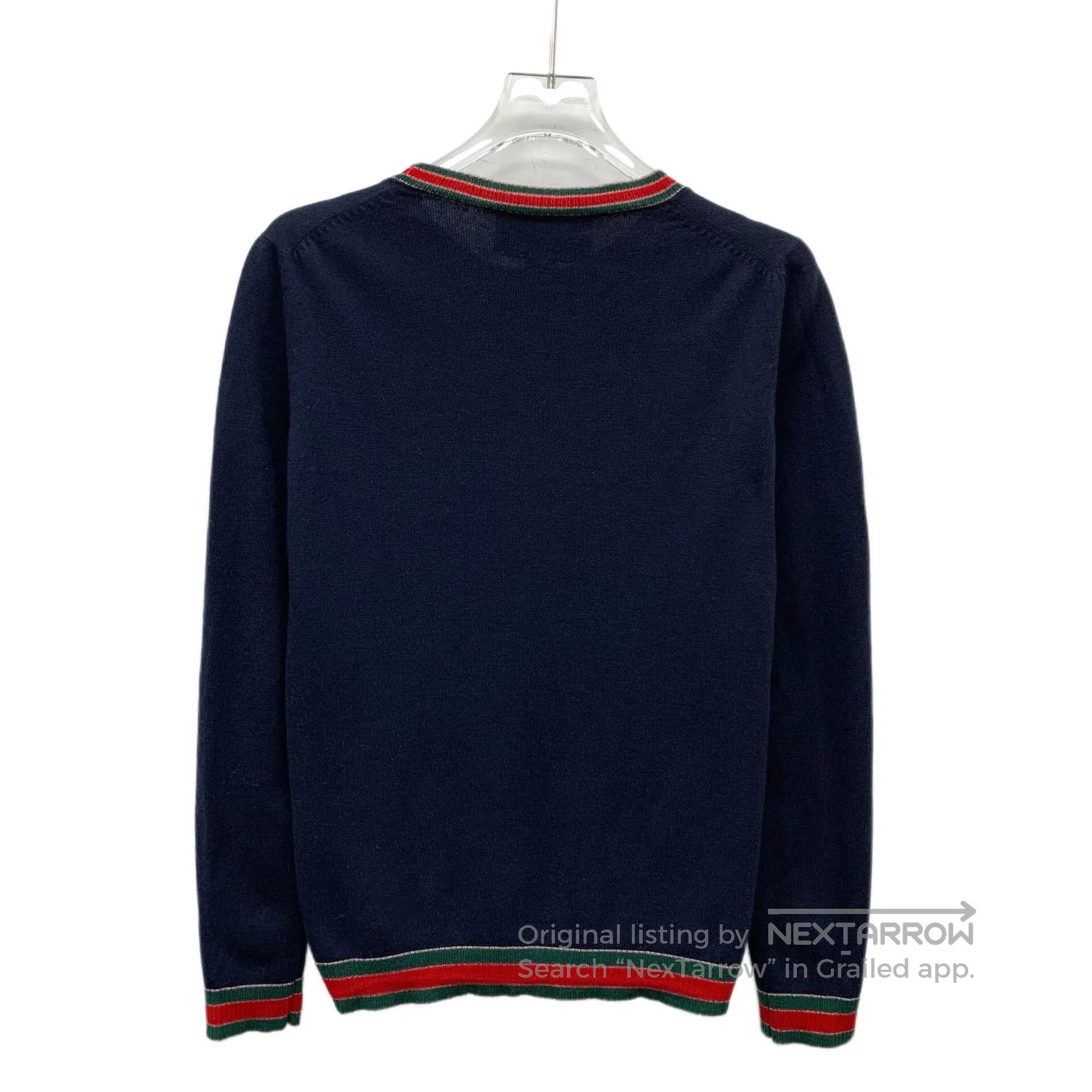 Gucci Gucci Dark Blue Striped Trim Crewneck Sweater. Size US L / EU 52-54 / 3 - 2 Thumbnail