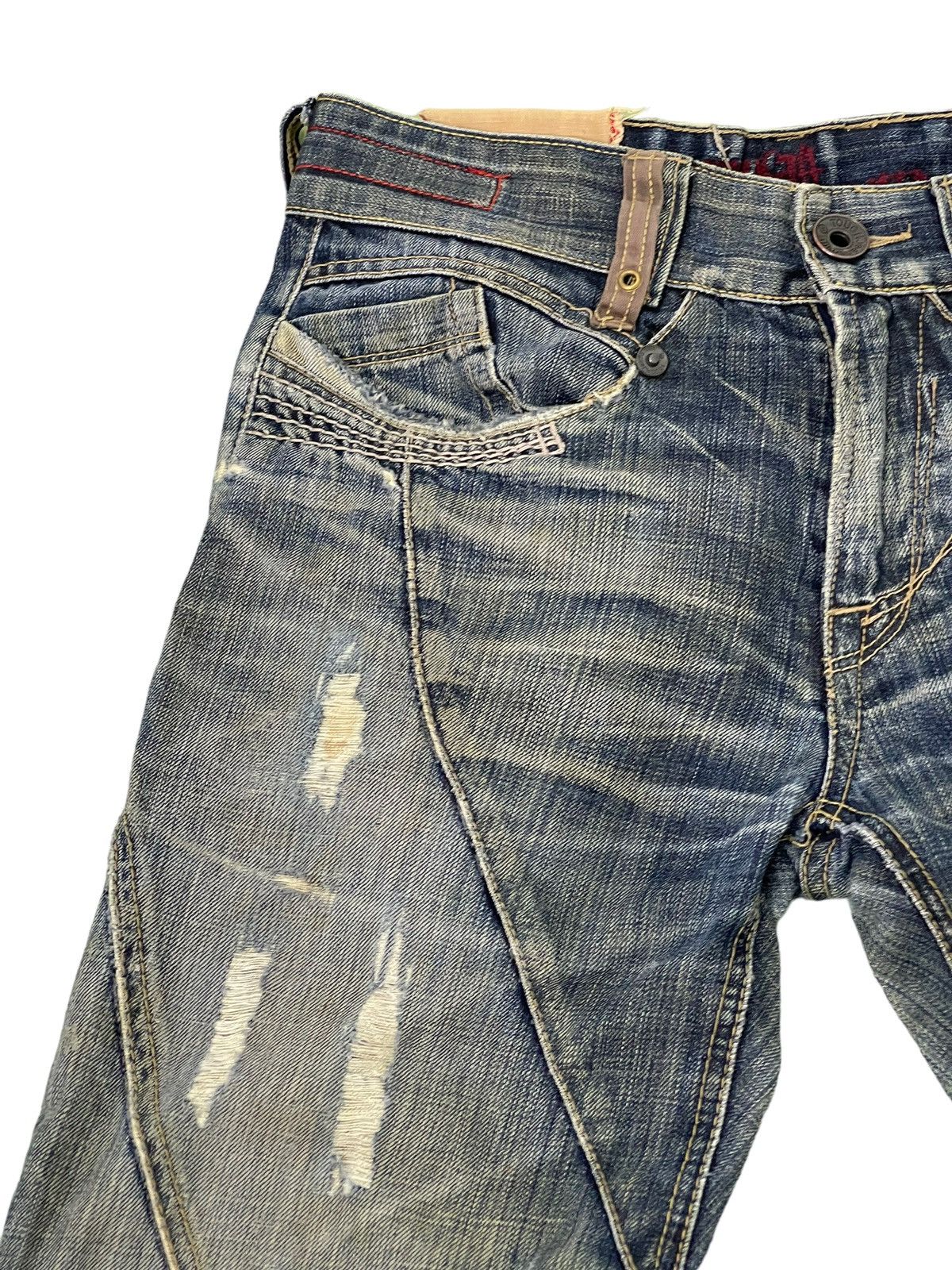 Japanese Brand Curv Leg Jeans Tough Jeans Faded Distress Regular 6🟦4 Size US 32 / EU 48 - 8 Thumbnail